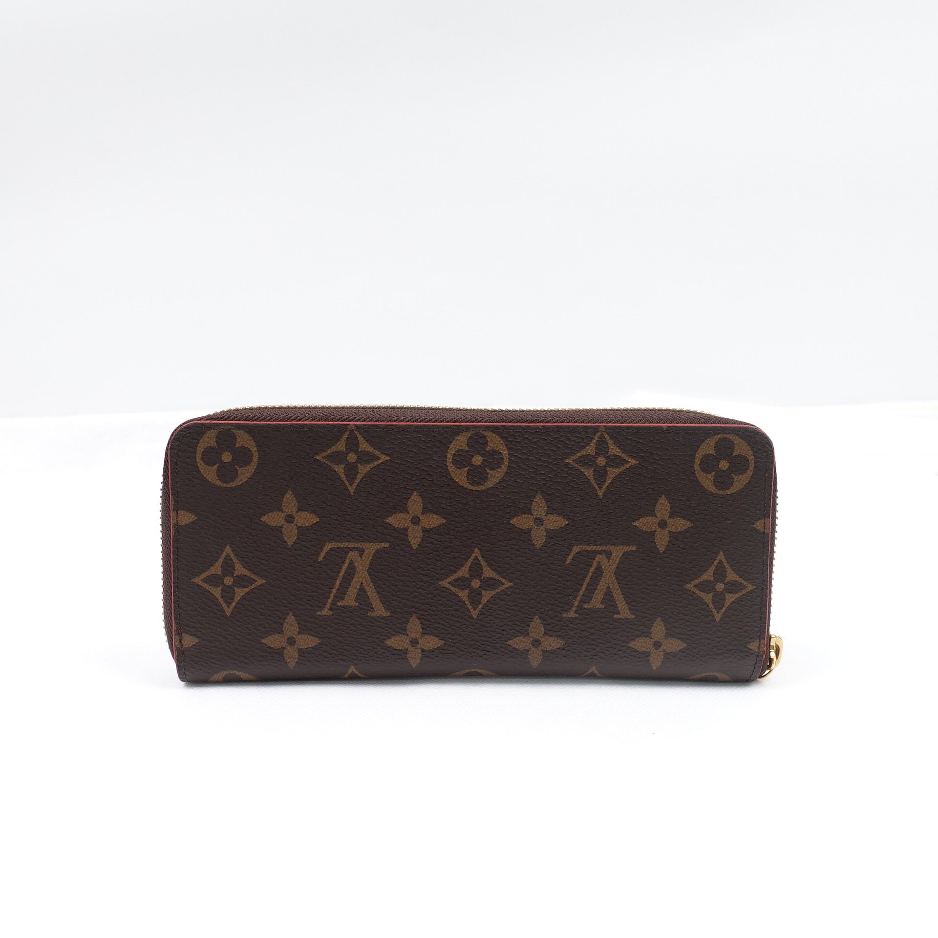 PRE-OWNED LV Red & Monogram Canvas Blooming Flowers Clemence Wallet