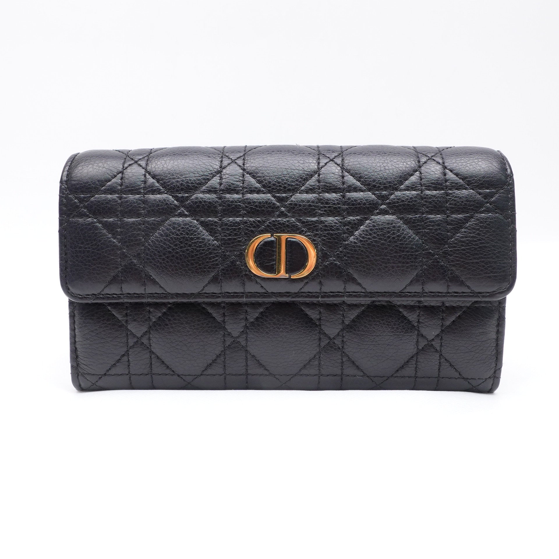 Cartera larga vintage Cannage Caro Glycine de piel de becerro flexible de segunda mano