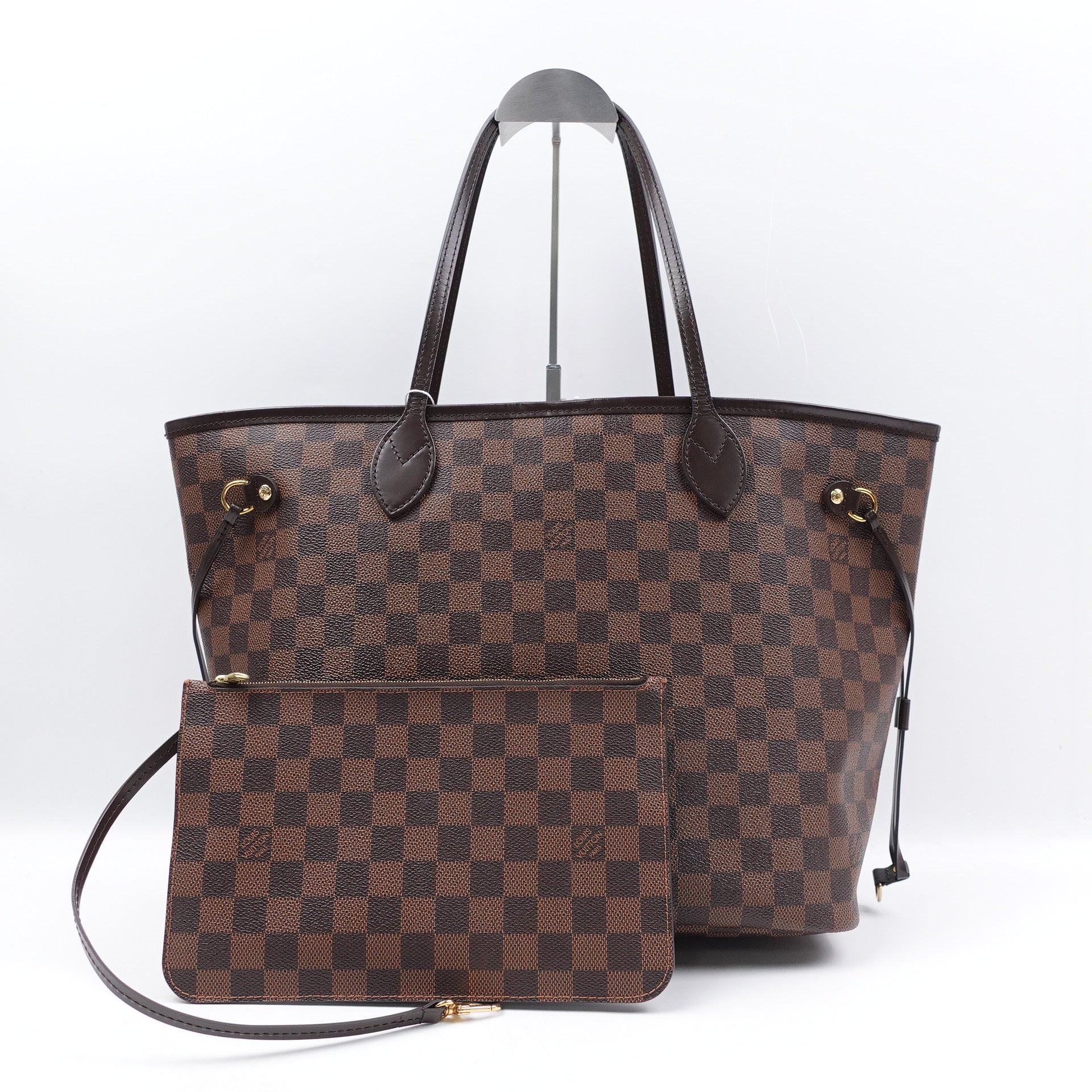 Bolso tote LV Damier Ebene de lona Neverfull MM de segunda mano