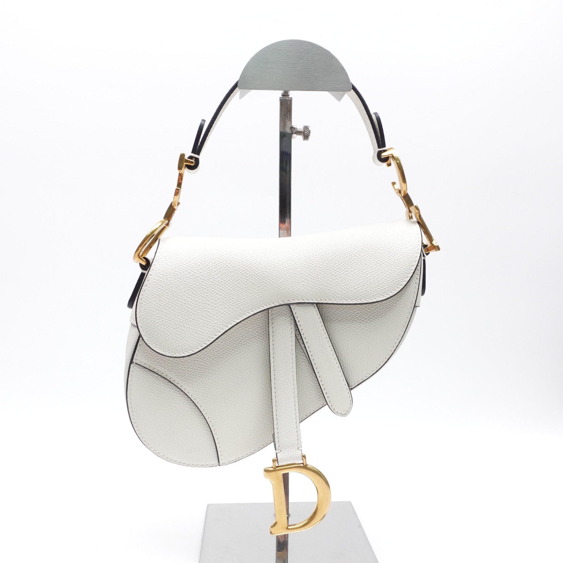 Mini bolso de sillín de cuero blanco USADO