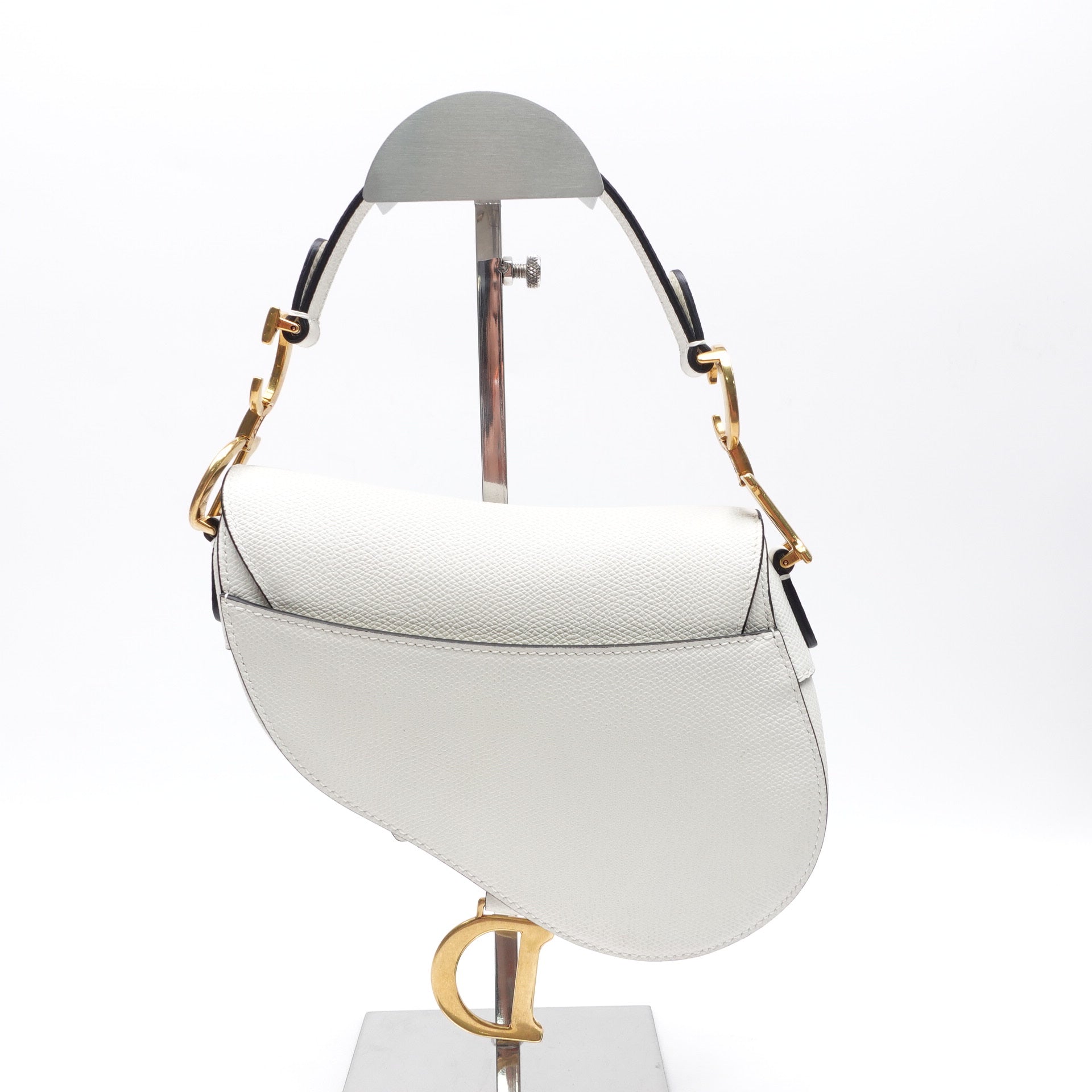 Mini bolso de sillín de cuero blanco USADO