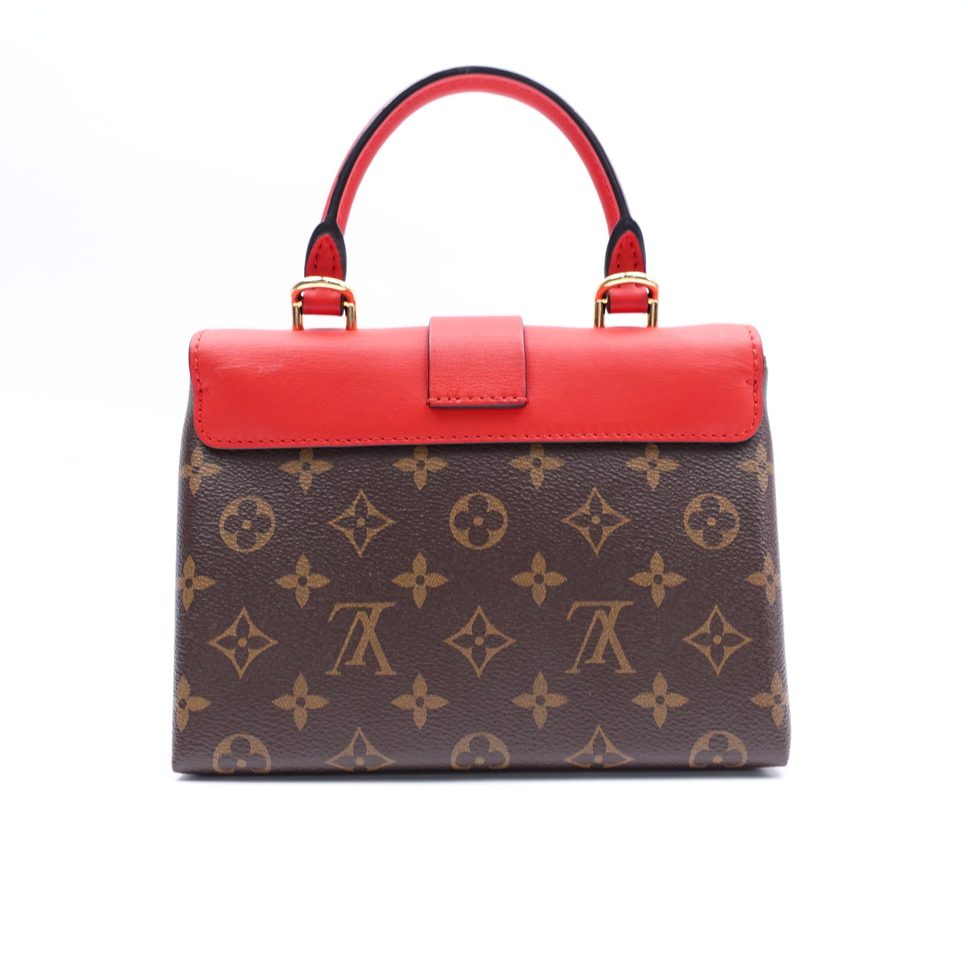 PRE-OWNED LV Red and Monogram Canvas Locky BB Shoulder Bag