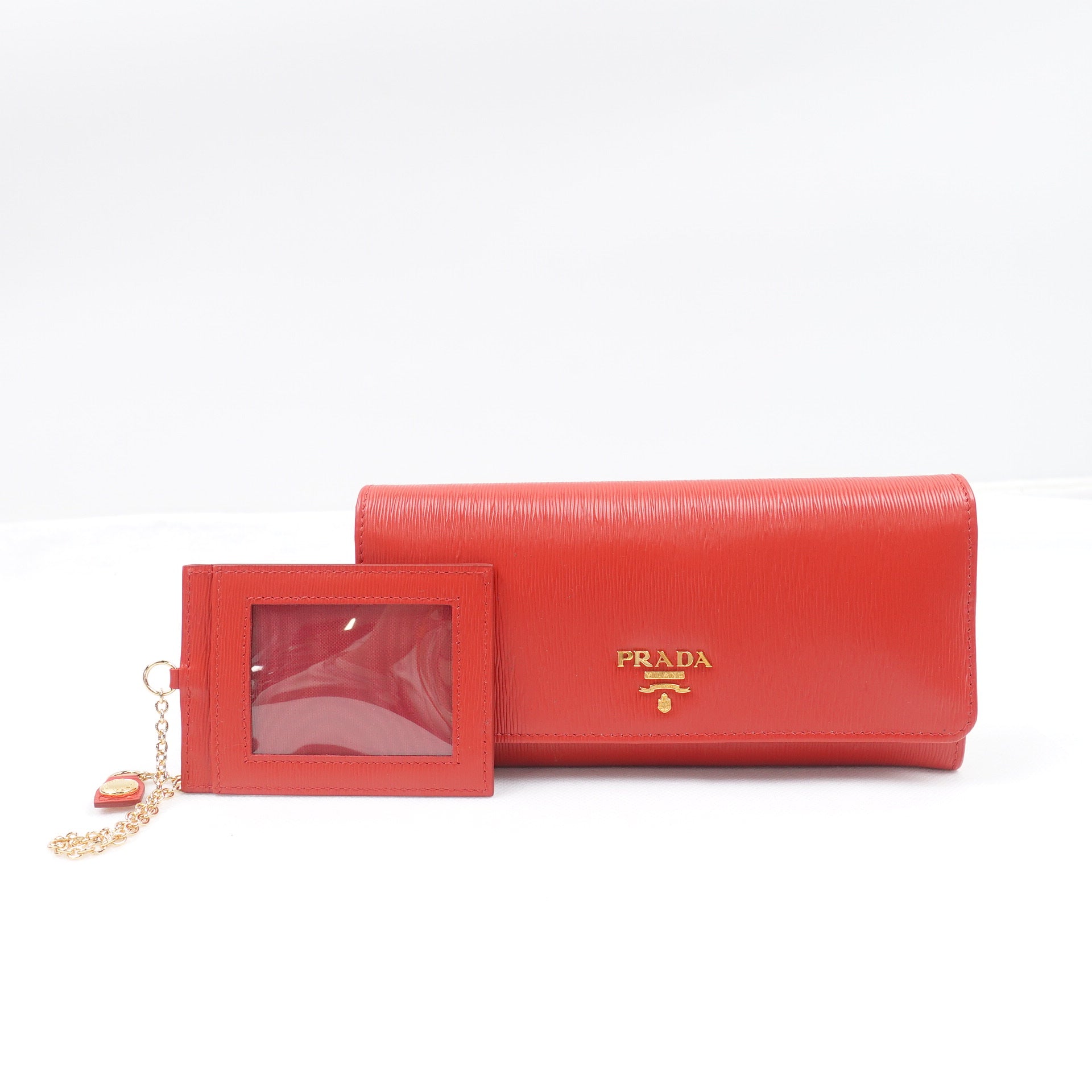 PRE-OWNED Red Vitello Move Long Wallet