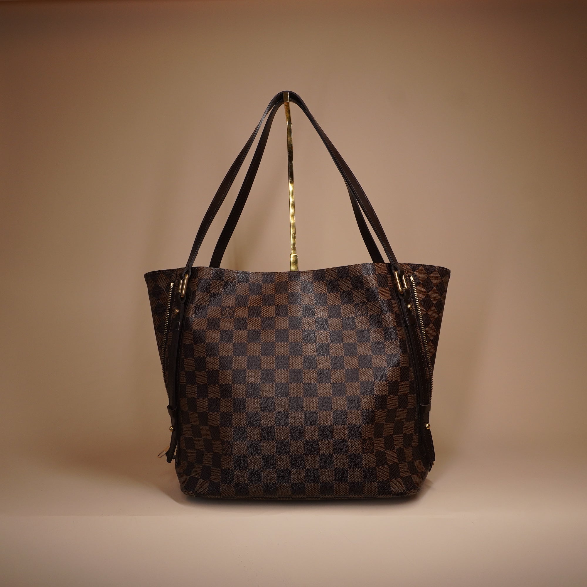 PRE-OWNED LV Damier Ebene Canvas Cabas Rivington Shoulder Bag