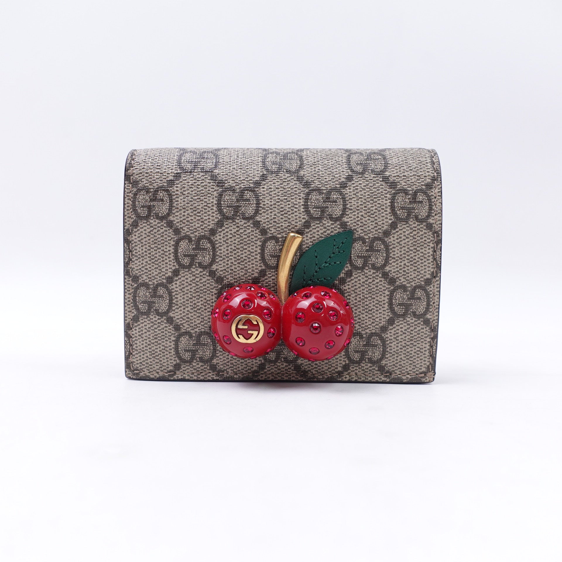 Cartera con tarjetero GG Supreme Cherries de segunda mano