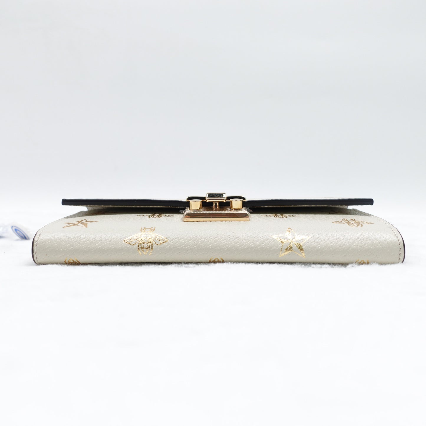 PRE-OWNED GG Grained Calfskin Bee Star Continental Chain Wallet