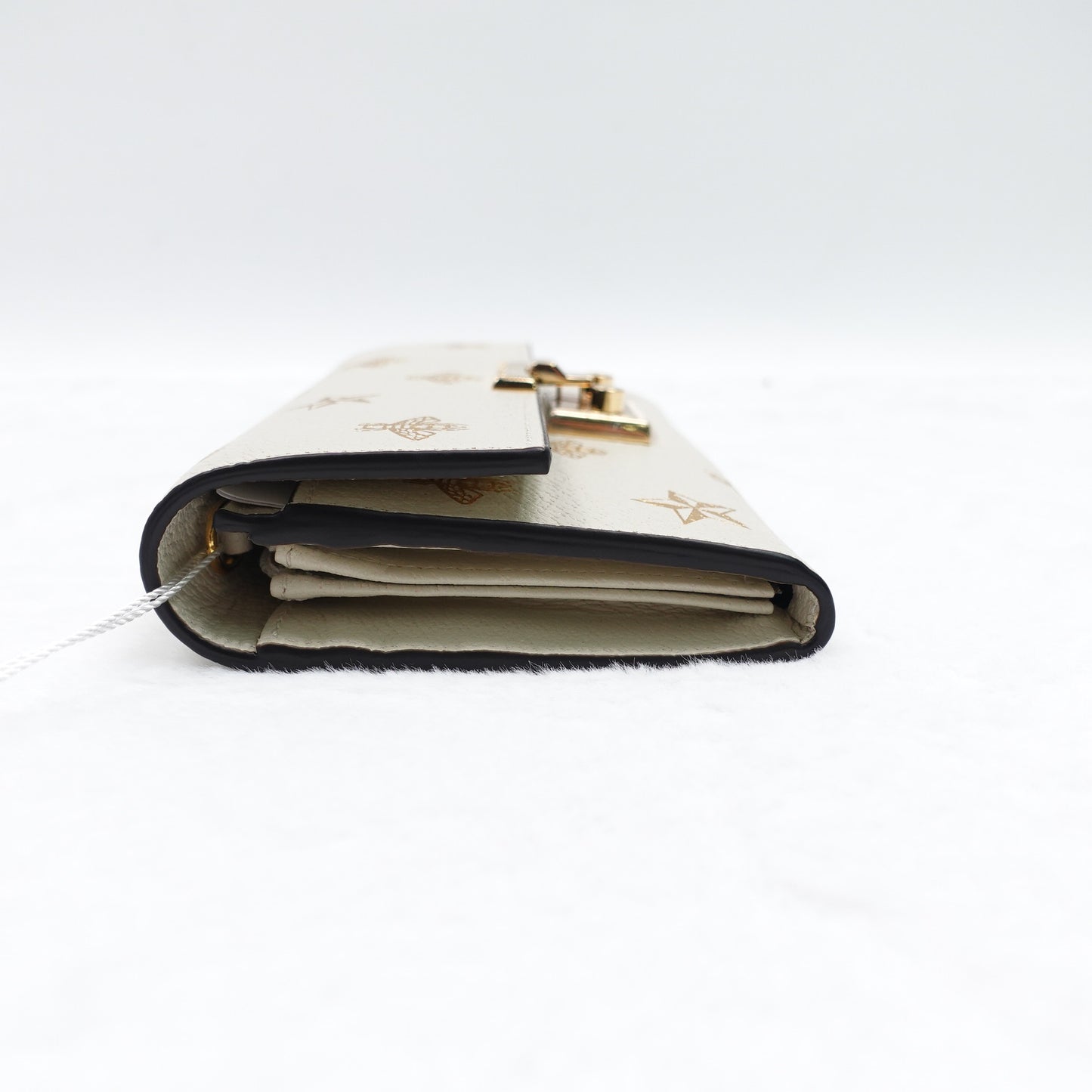 PRE-OWNED GG Grained Calfskin Bee Star Continental Chain Wallet