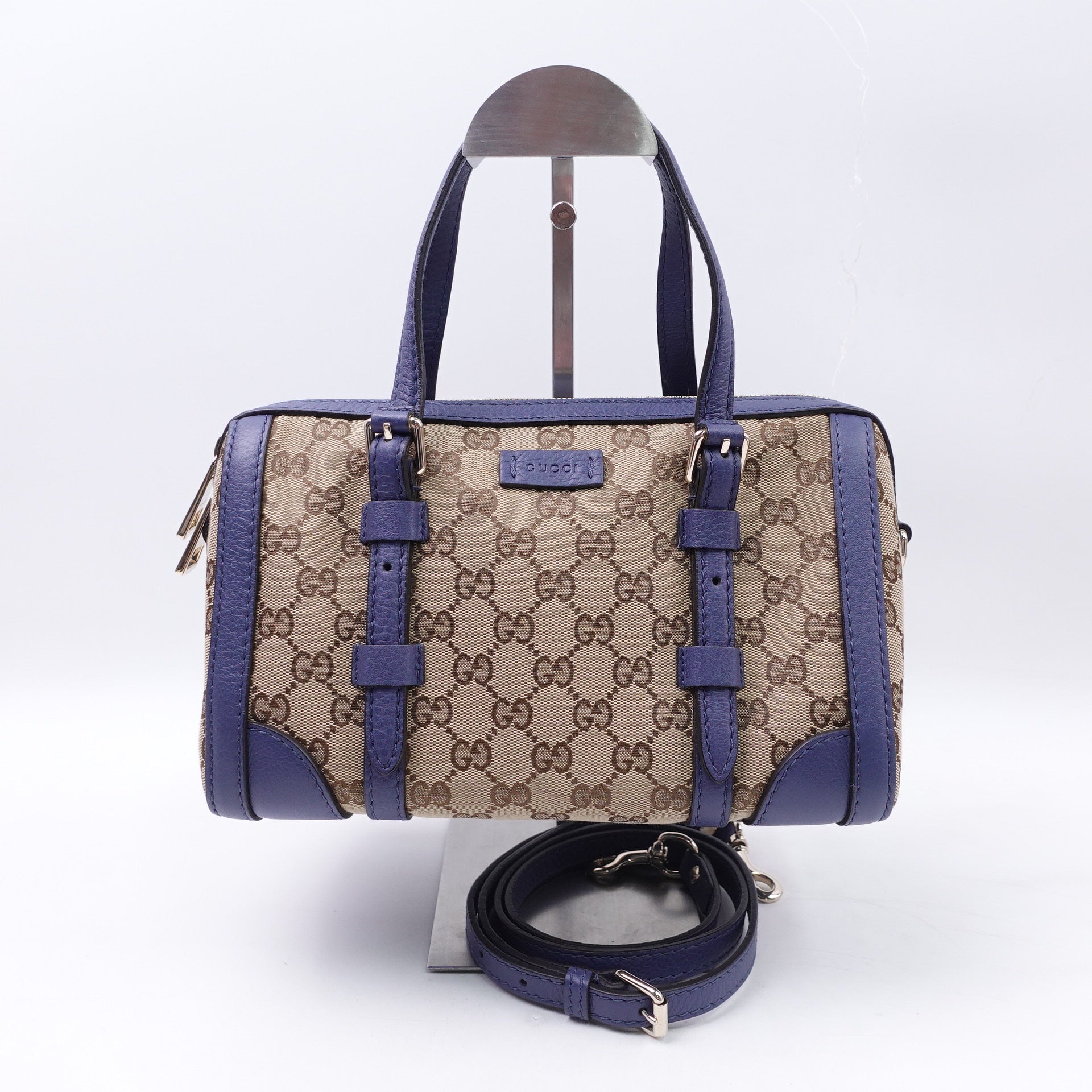 Bolso de hombro Boston de lona marrón GG USADO