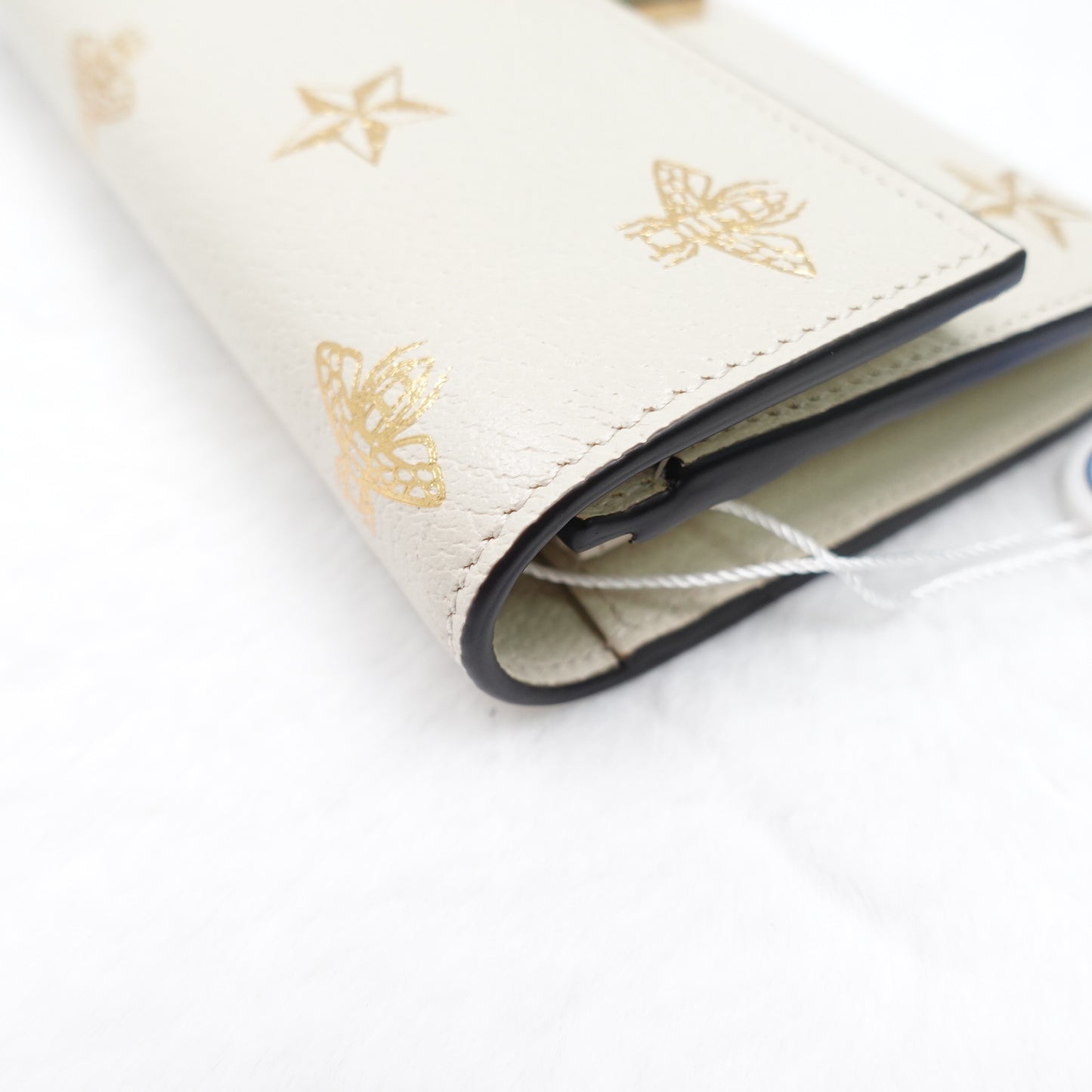 PRE-OWNED GG Grained Calfskin Bee Star Continental Chain Wallet