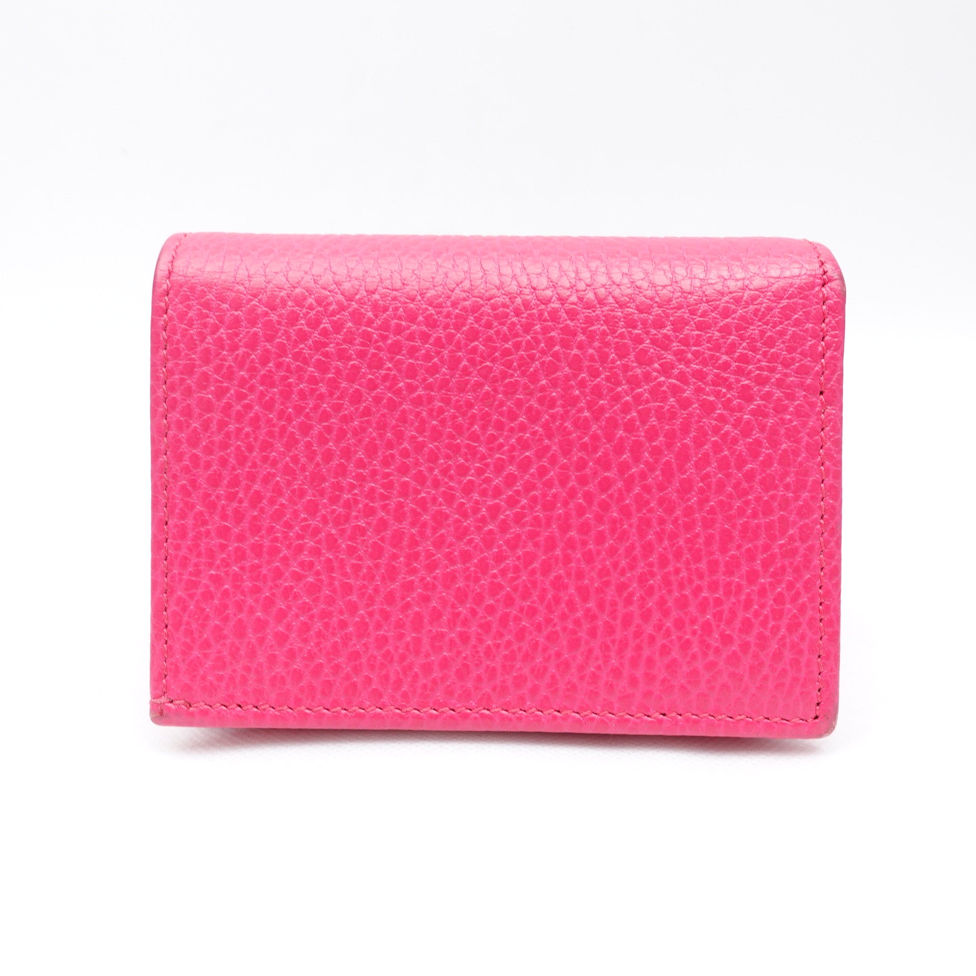 Cartera corta de cuero Marmont rosa intenso GG de segunda mano