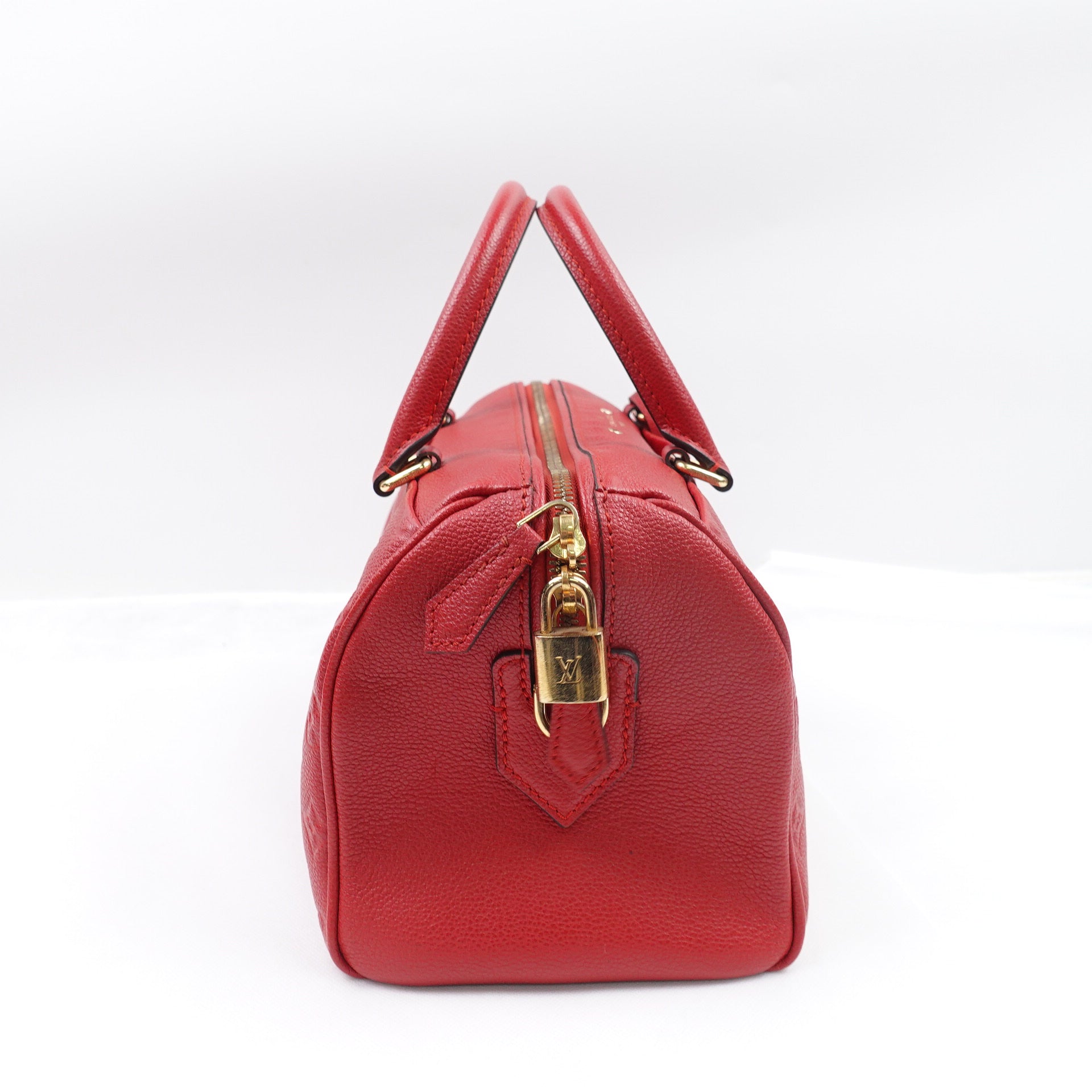 PRE-OWNED LV Red Monogram Empreinte Speedy 25 Bandouliere Crossbody Bag