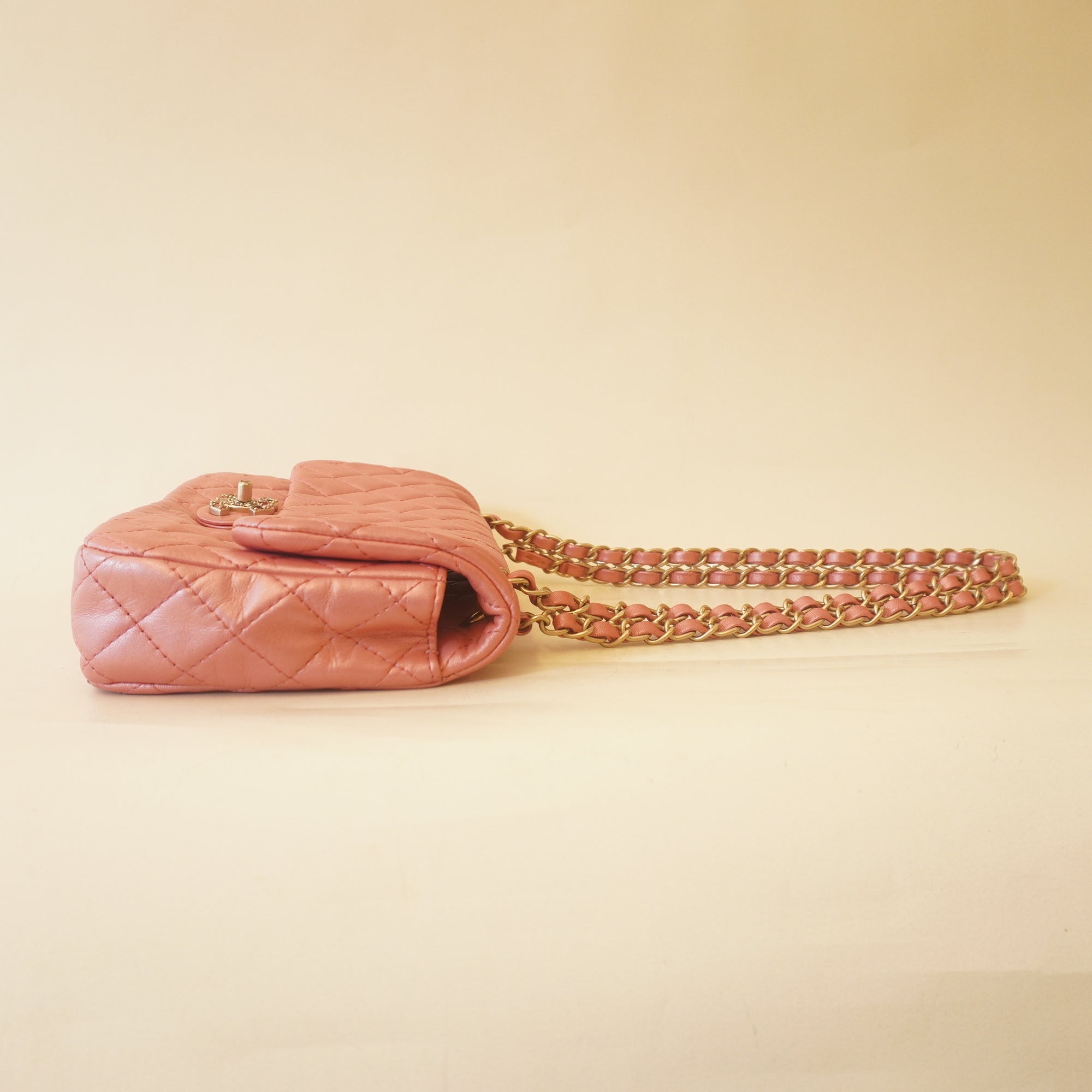 PRE-OWNED Rabat Classic Rose Lambskin Shoulder Bag