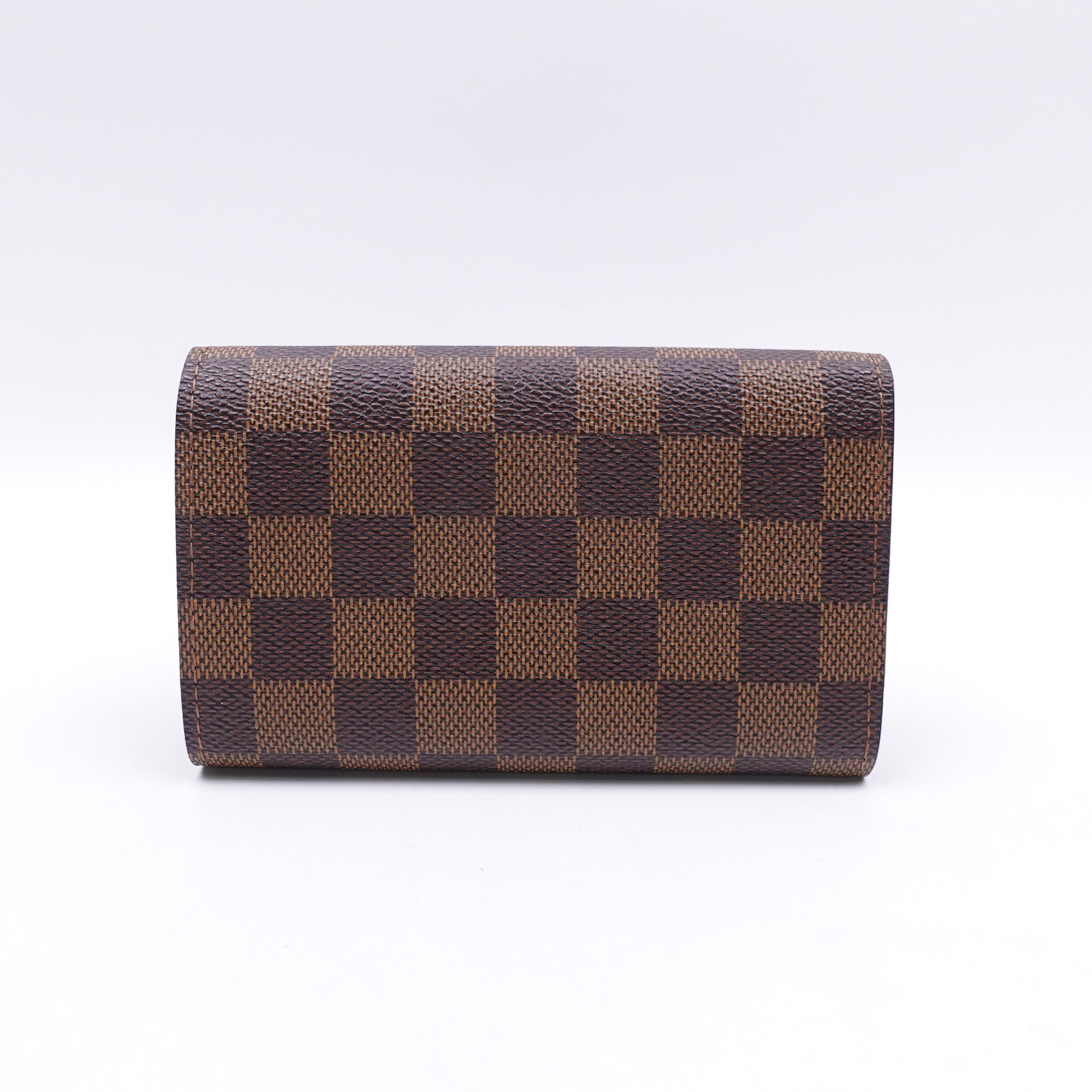 Cartera plegable con cremallera de lona LV Damier Ebene de segunda mano