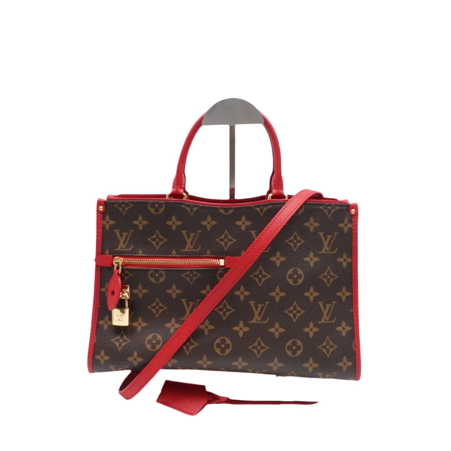 PRE-OWNED LV Monogram Popincourt PM Red Shoulder Bag