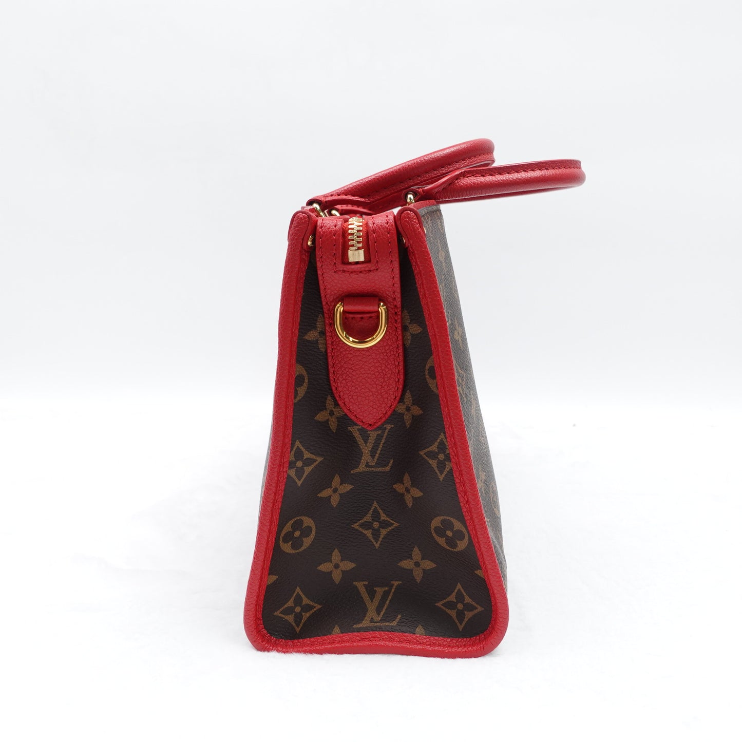 PRE-OWNED LV Monogram Popincourt PM Red Shoulder Bag