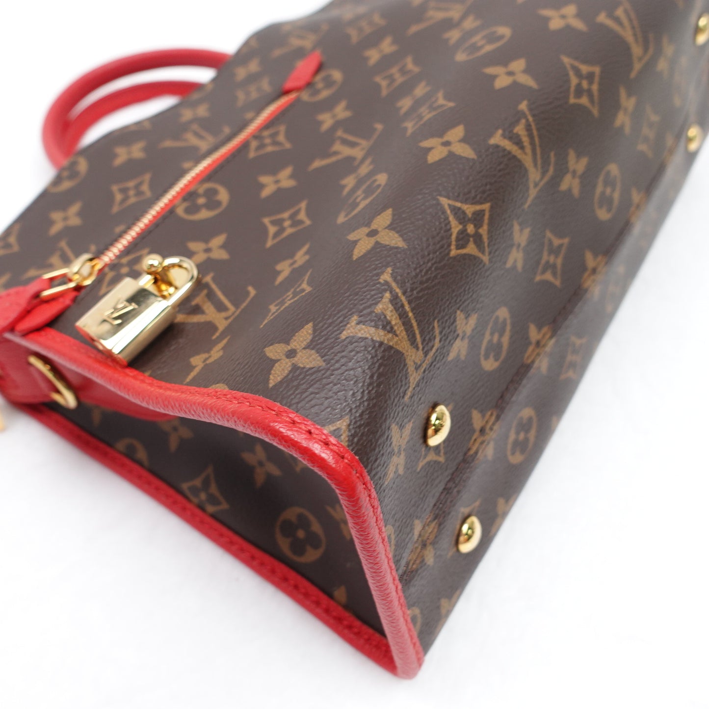 PRE-OWNED LV Monogram Popincourt PM Red Shoulder Bag