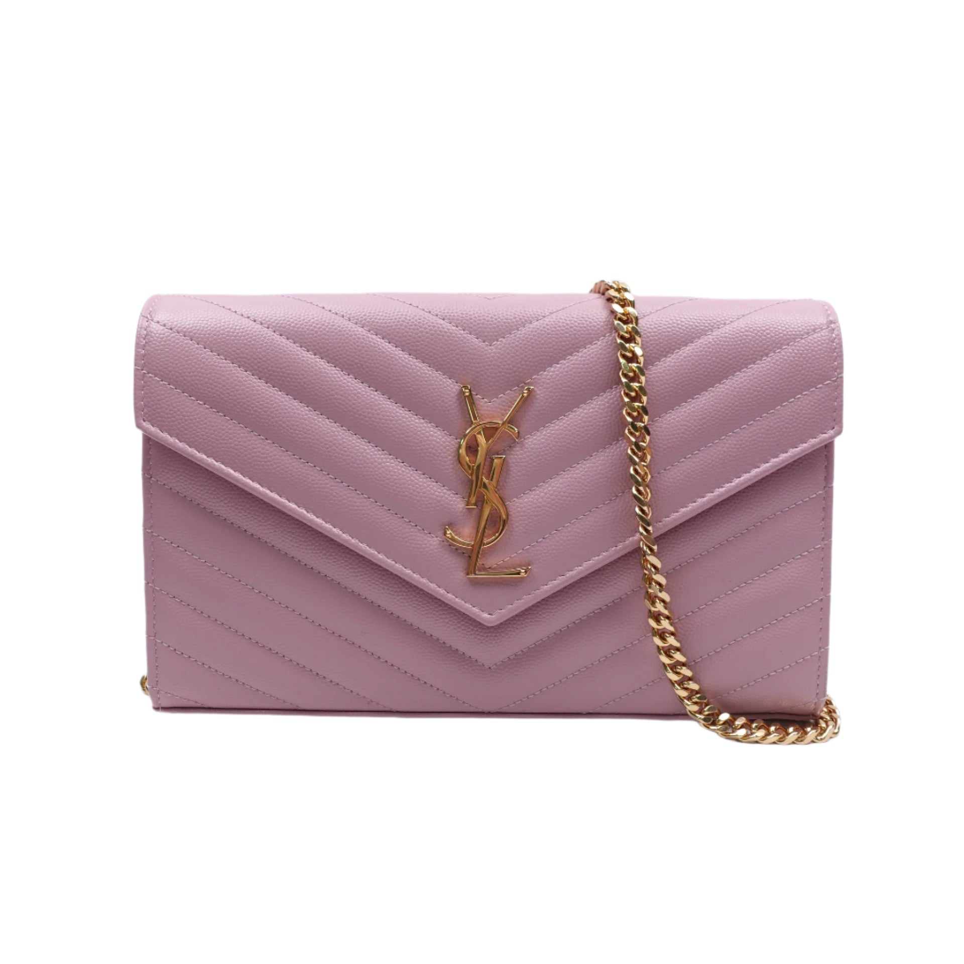 PRE-OWNED Grain De Poudre Matelasse Chevron Indian Pink Crossbody Bag