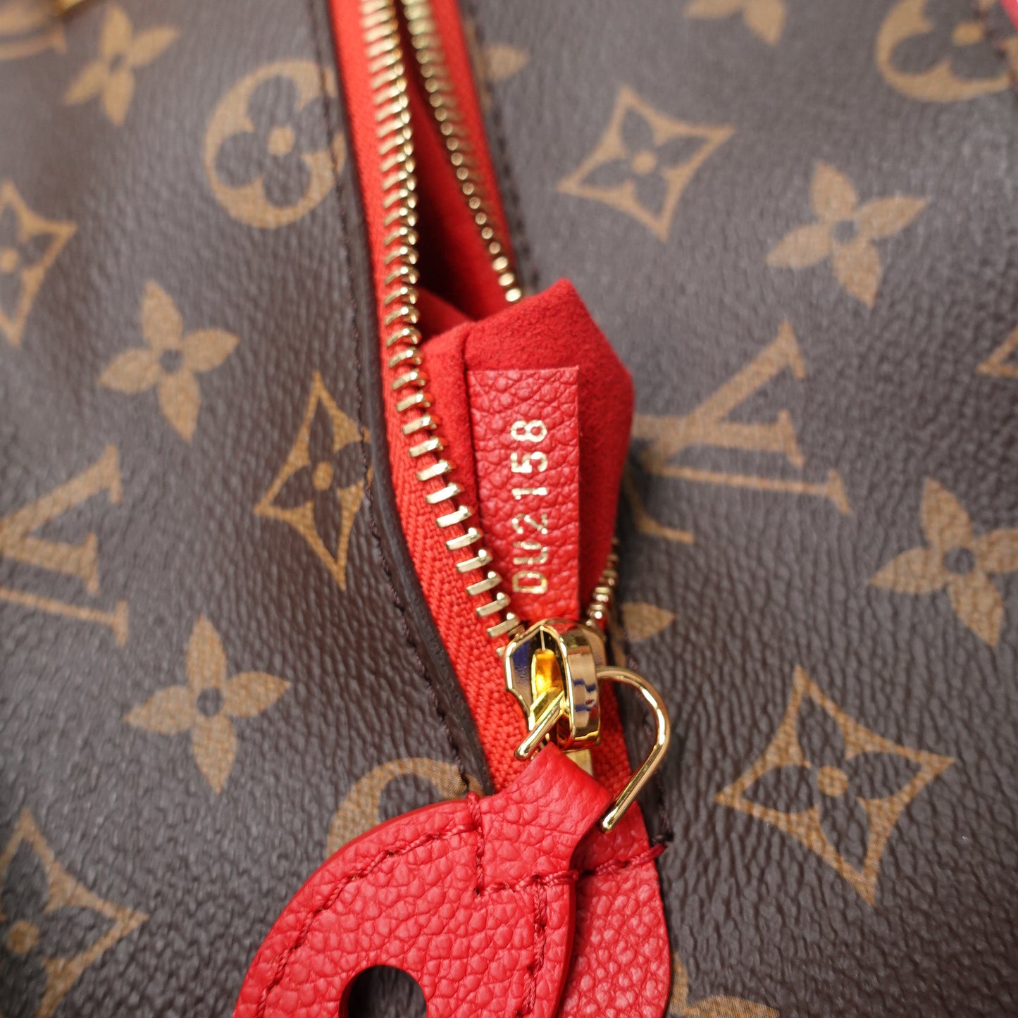 PRE-OWNED LV Monogram Popincourt PM Red Shoulder Bag