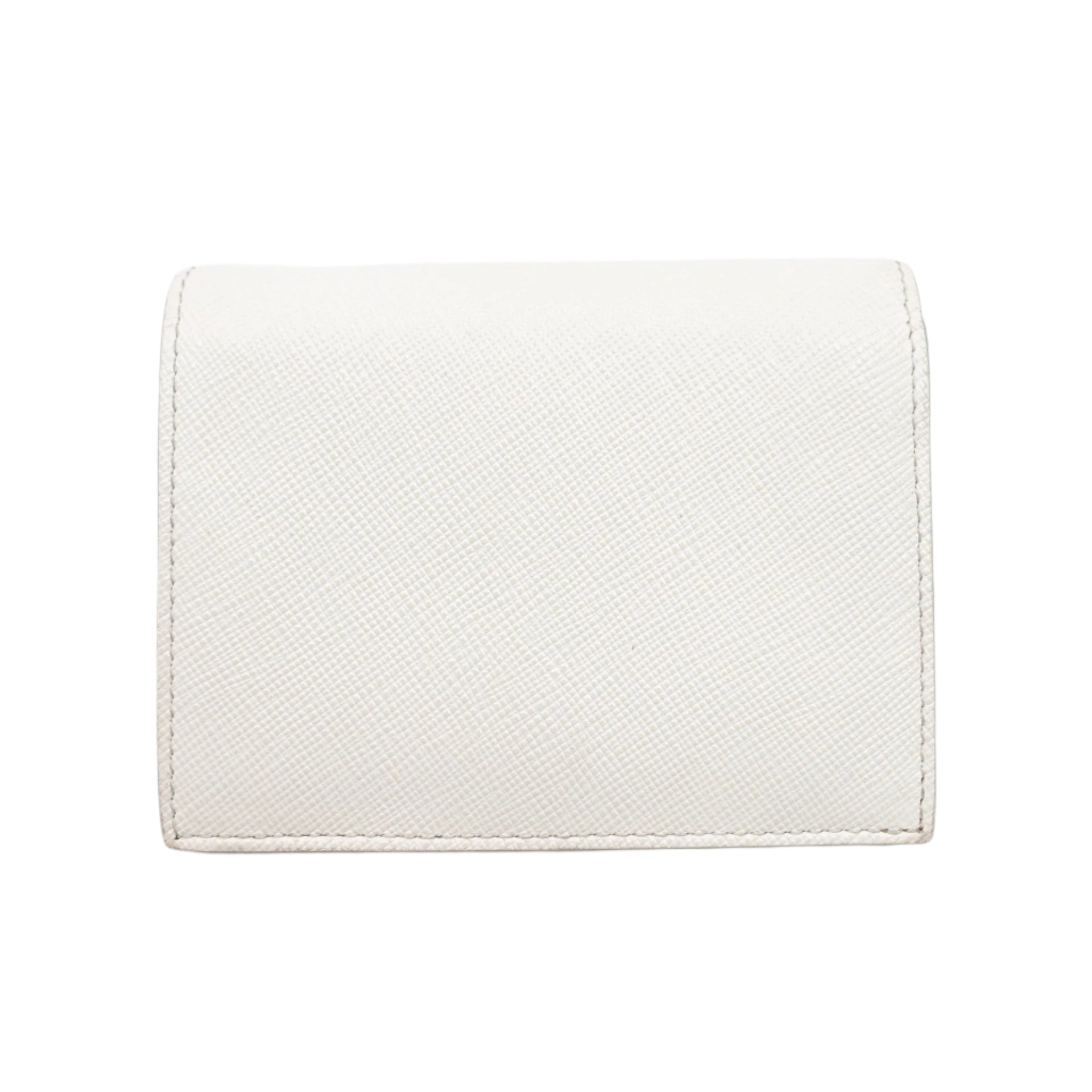 PRE-OWNED Saffiano Leather Bianco with Pins Card Holder