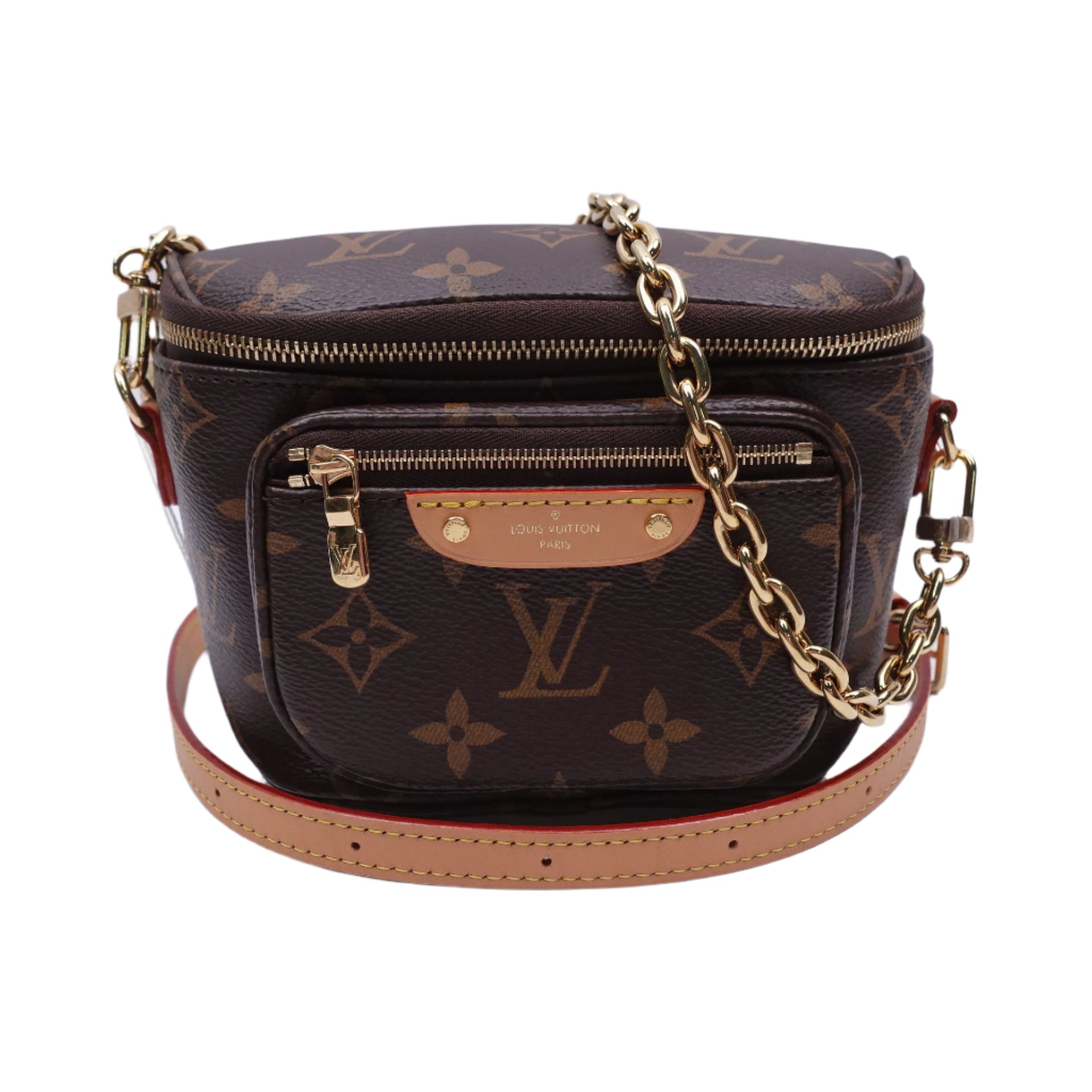 Mini riñonera cruzada de lona con monograma LV de segunda mano