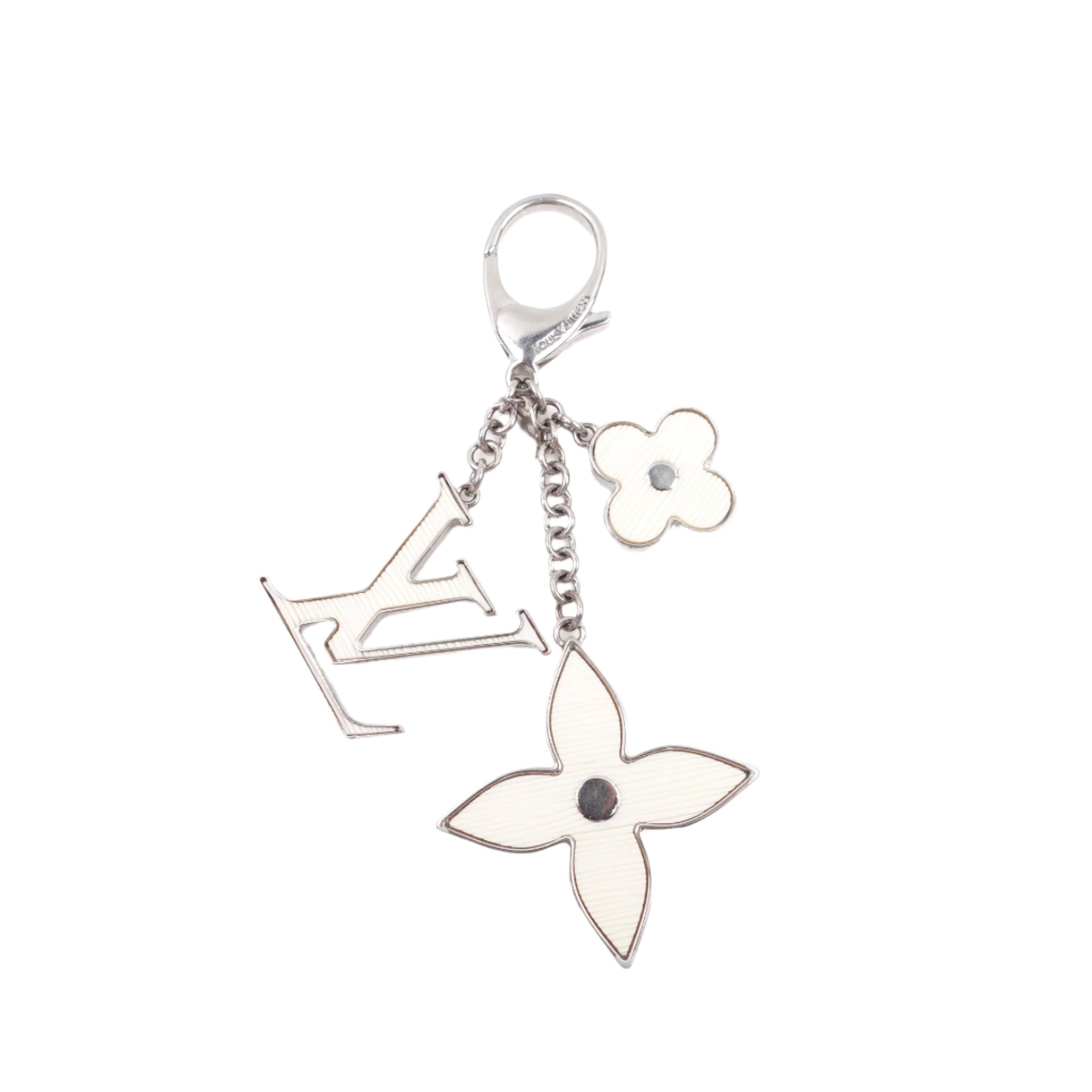 Charm para bolso Epi blanco con monograma Fleur De LV de segunda mano