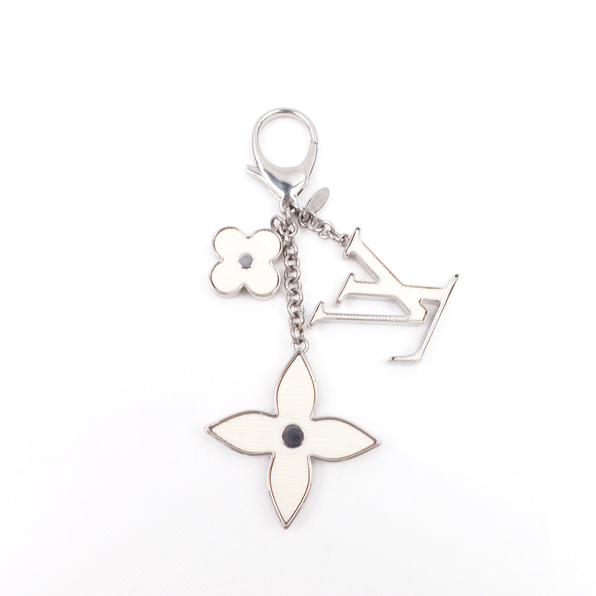 Charm para bolso Epi blanco con monograma Fleur De LV de segunda mano