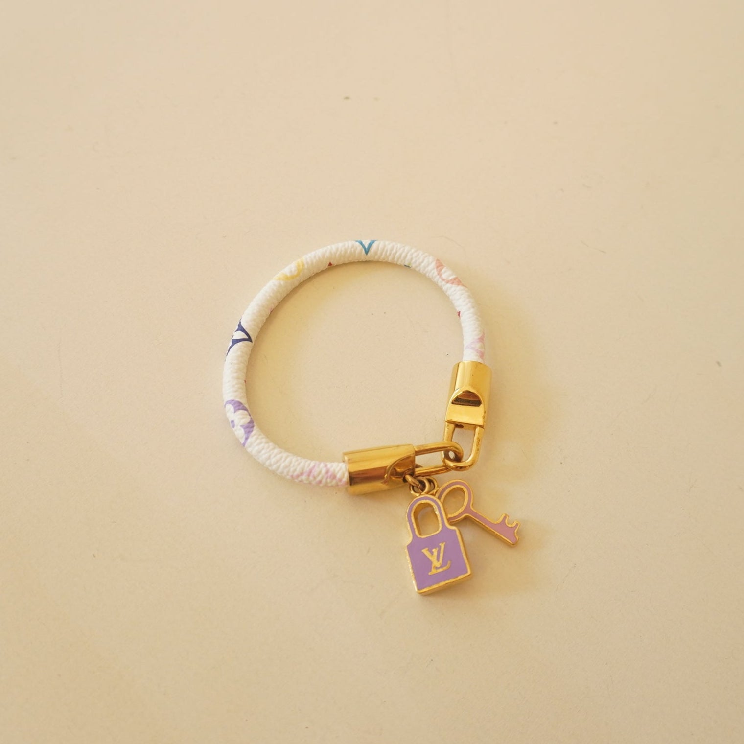 PRE-OWNED LV White Monogram Multicolore Luck It Bracelet