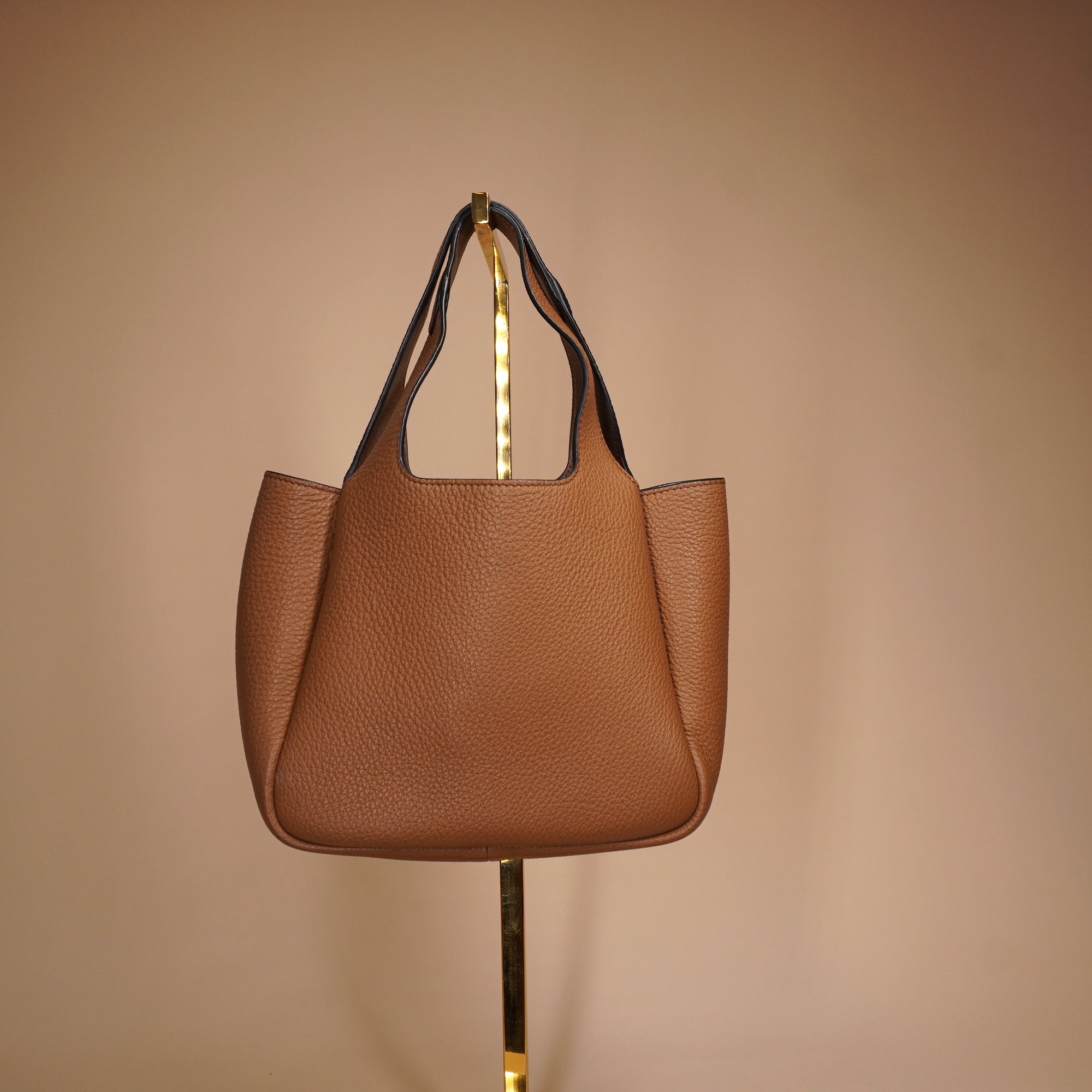 PRE-OWNED Brown Vitello Daino Soft Leather Mini Dynamique Tote Bag