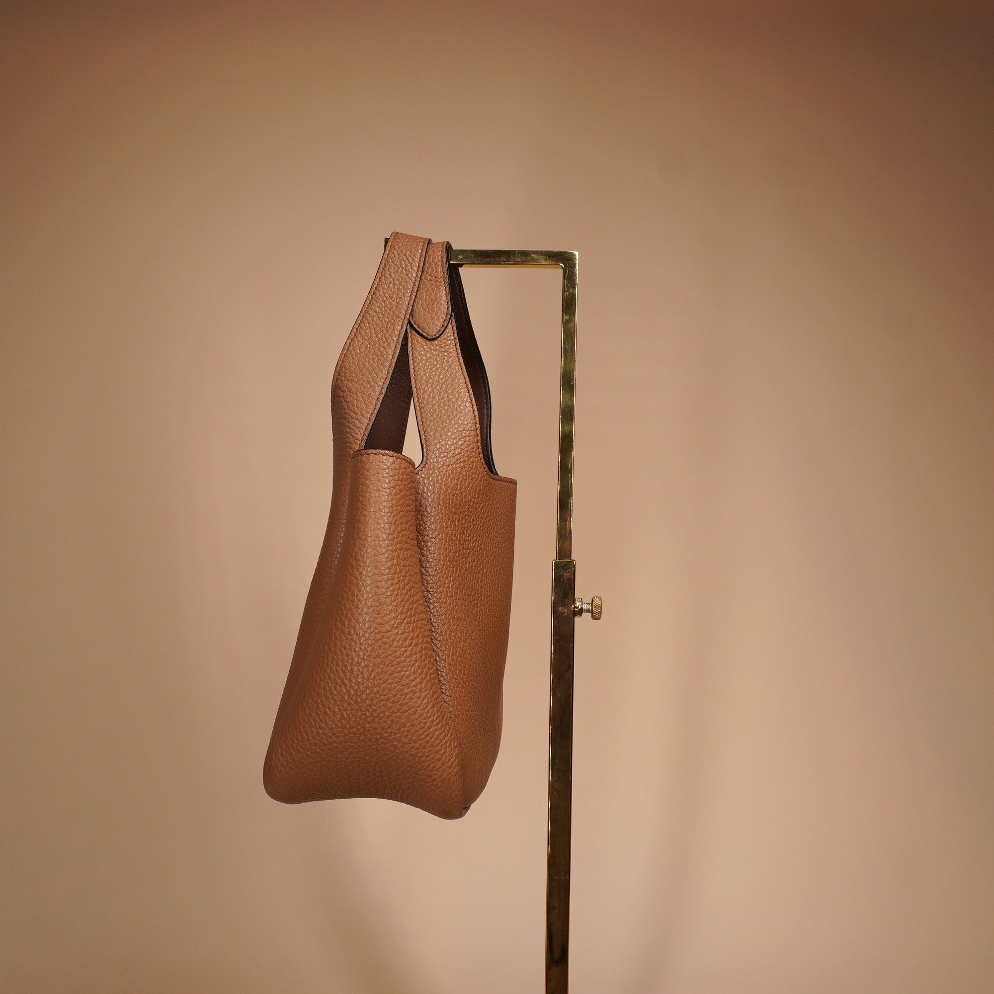 PRE-OWNED Brown Vitello Daino Soft Leather Mini Dynamique Tote Bag