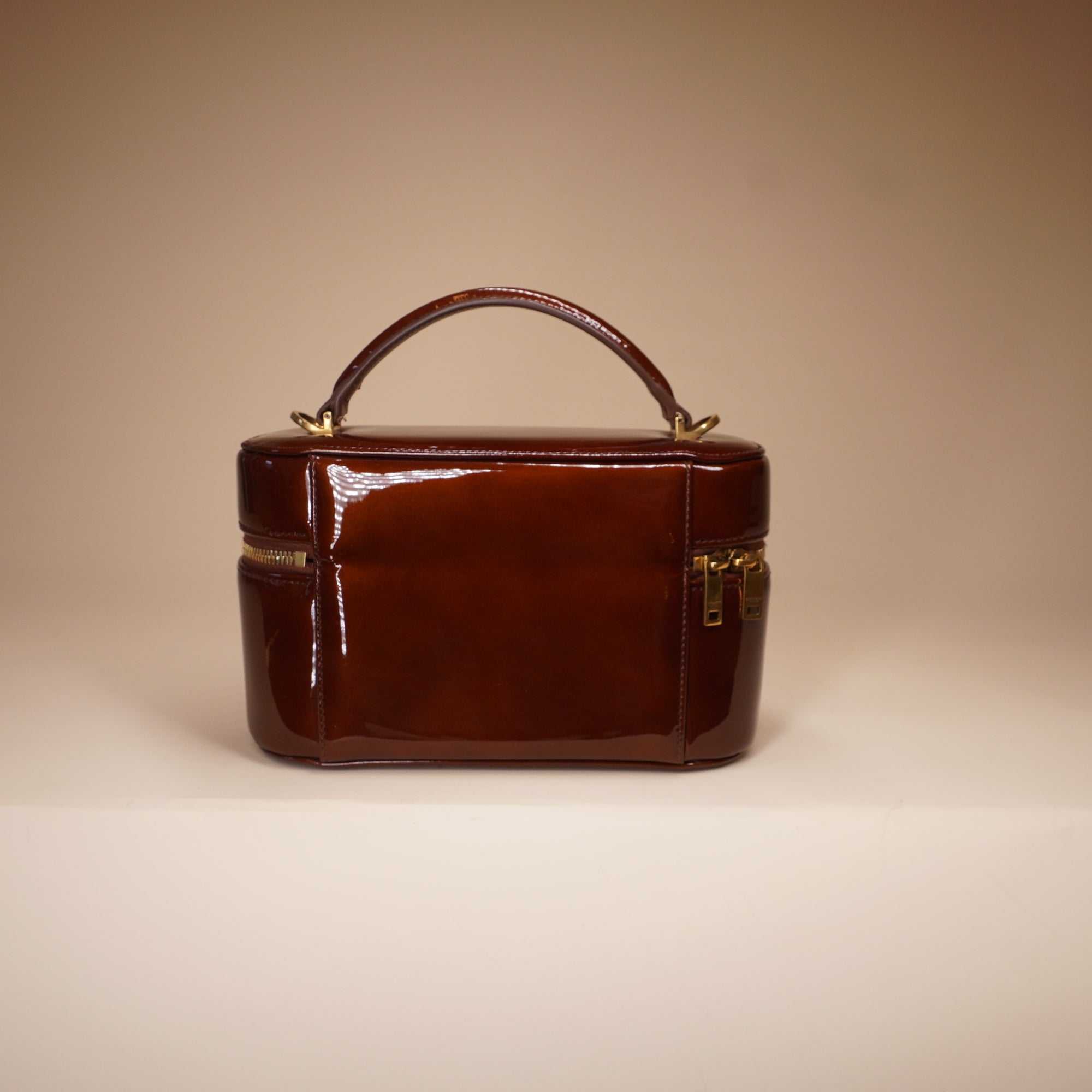 PRE-OWNED Brown Patent Gaby Mini Vanity Crossbody Bag
