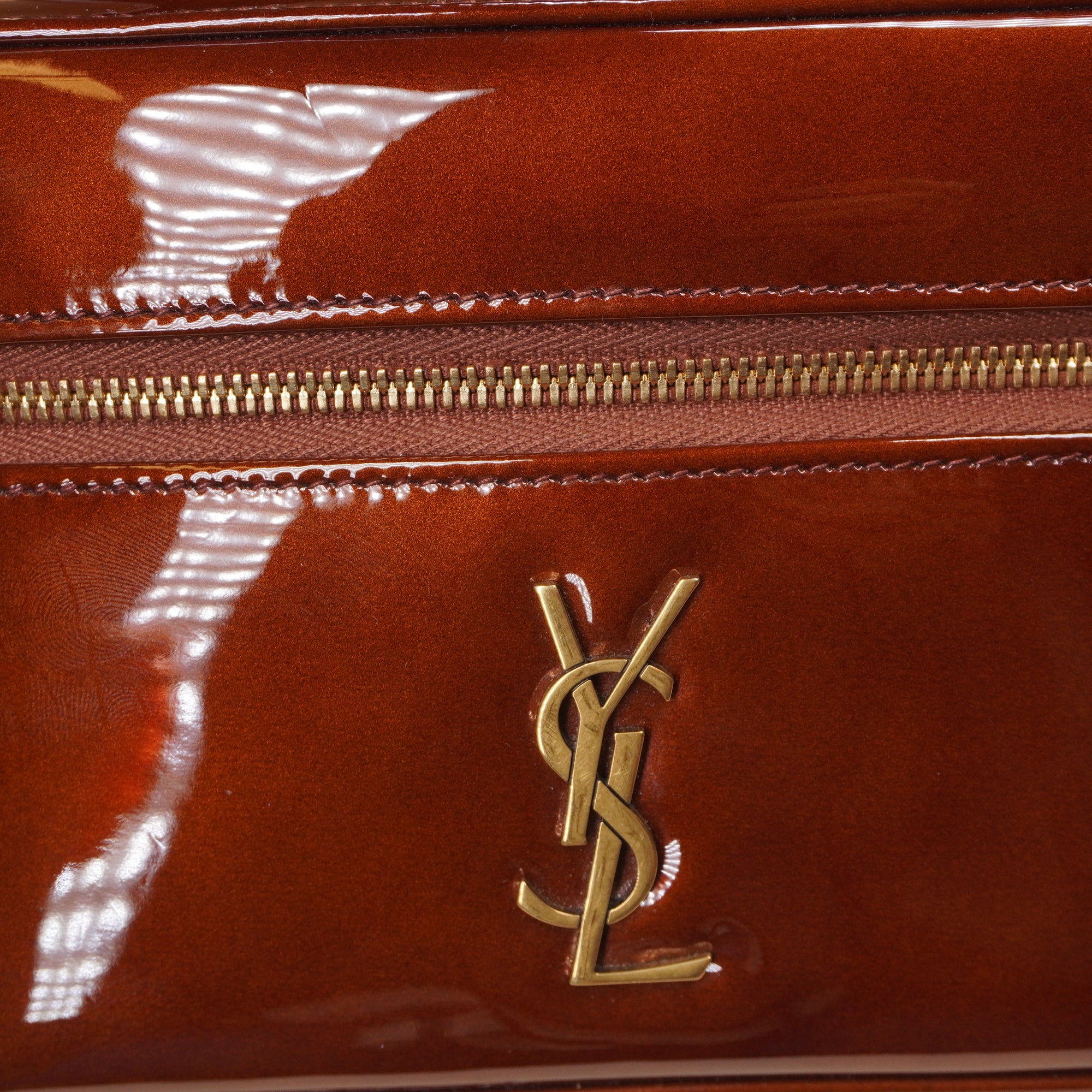 PRE-OWNED Brown Patent Gaby Mini Vanity Crossbody Bag