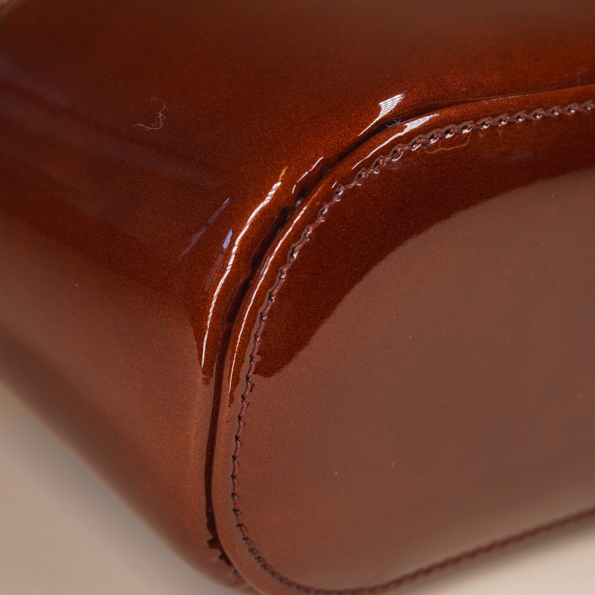 PRE-OWNED Brown Patent Gaby Mini Vanity Crossbody Bag