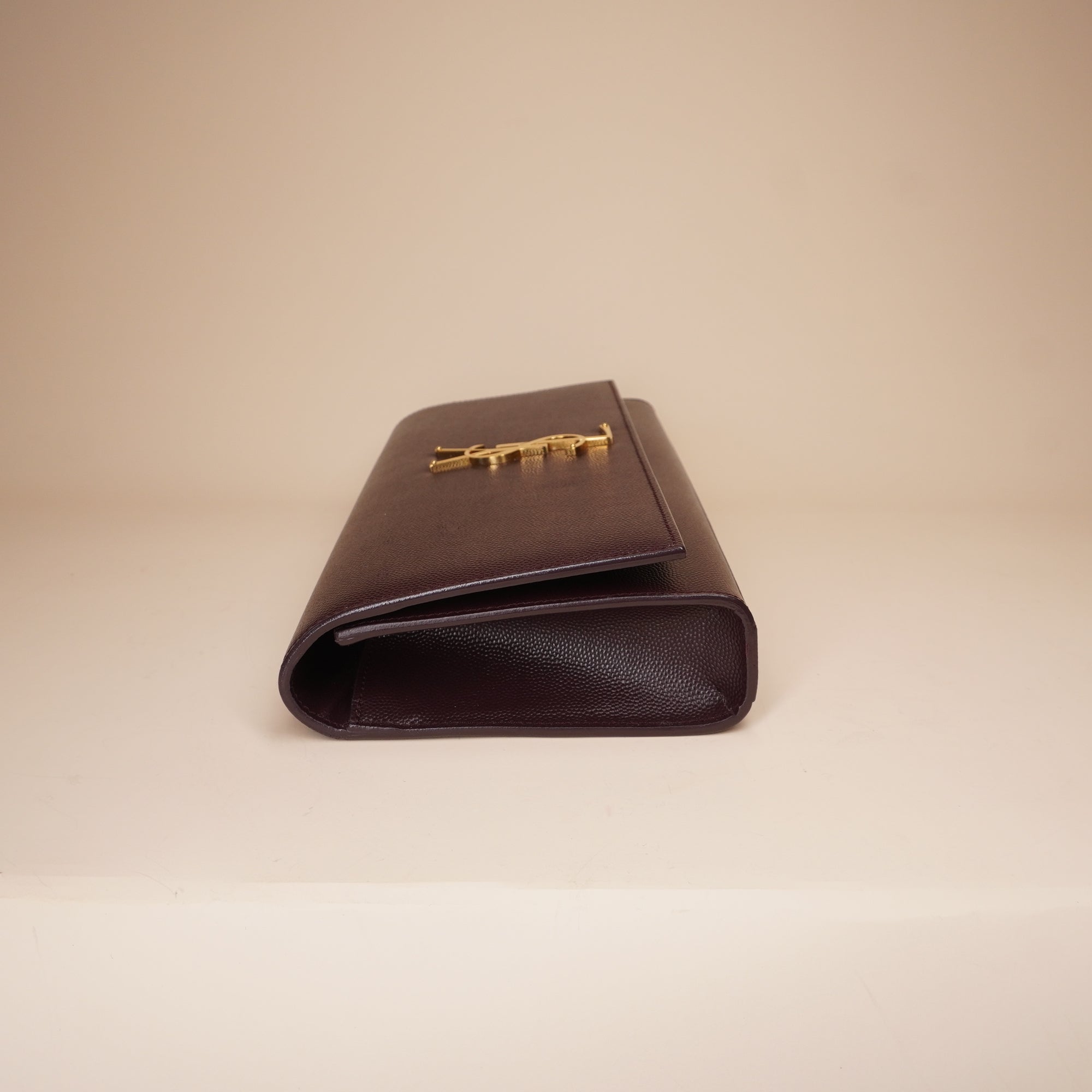 PRE-OWNED Burgundy Leather Monogram Cassandre Clutch