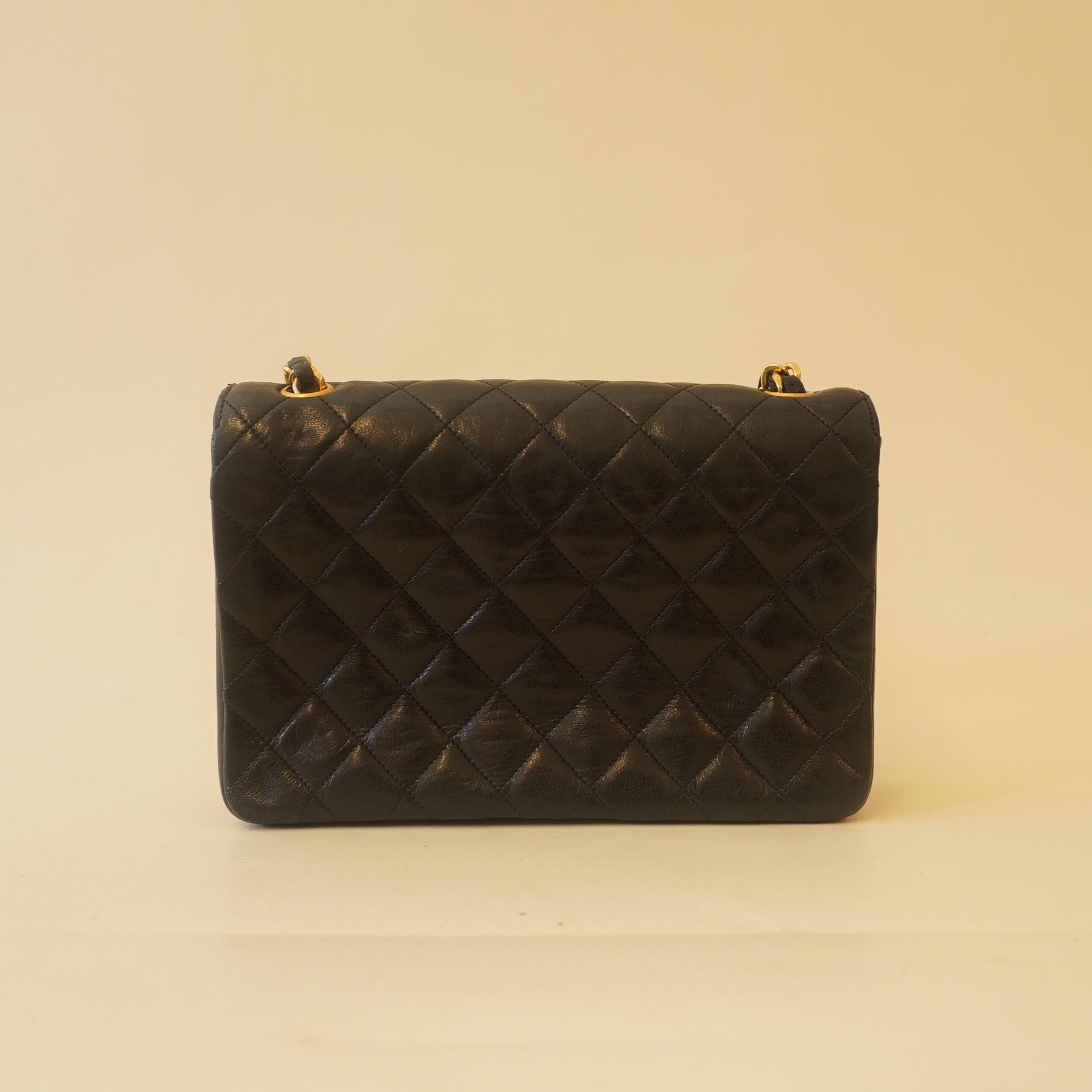PRE-OWNED CC Black Mini Matelasse Vintage Turn Lock Shoulder Bag