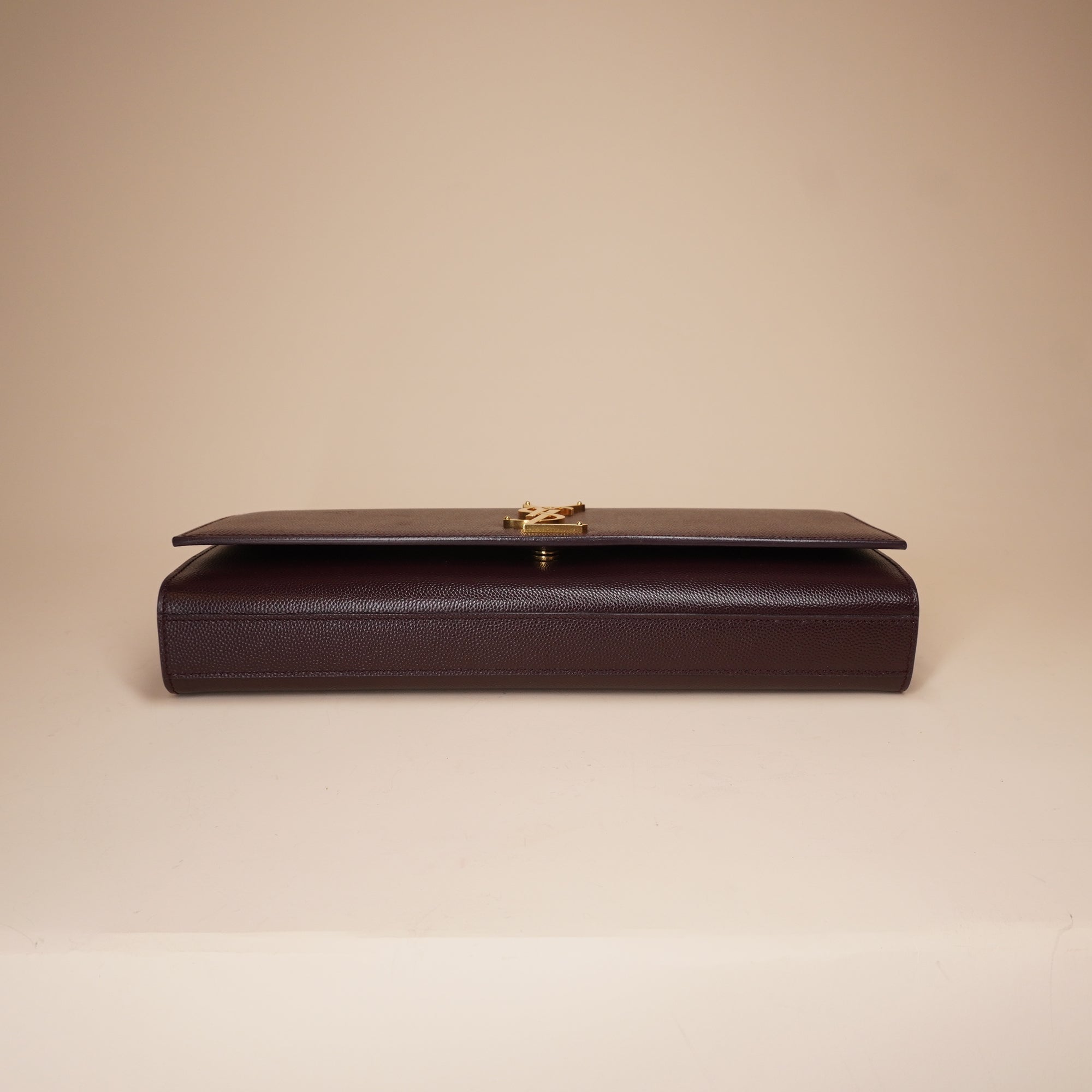 PRE-OWNED Burgundy Leather Monogram Cassandre Clutch