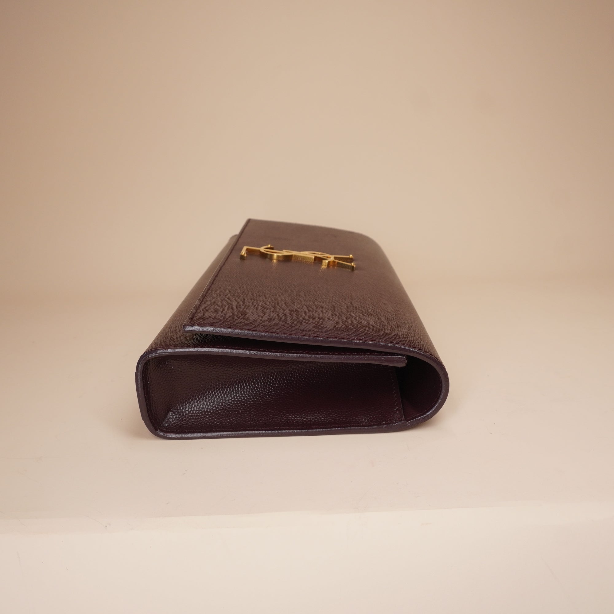PRE-OWNED Burgundy Leather Monogram Cassandre Clutch