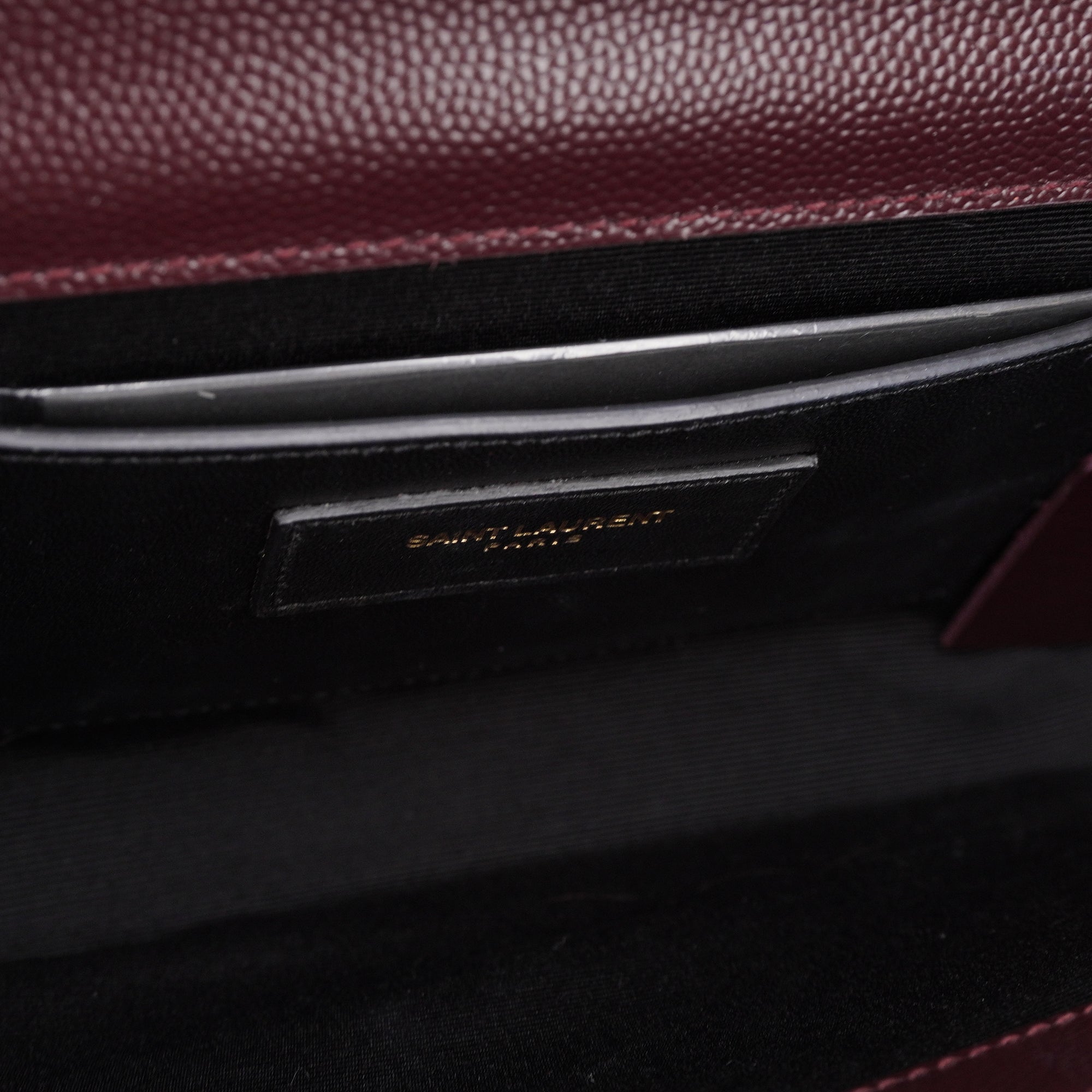 PRE-OWNED Burgundy Leather Monogram Cassandre Clutch