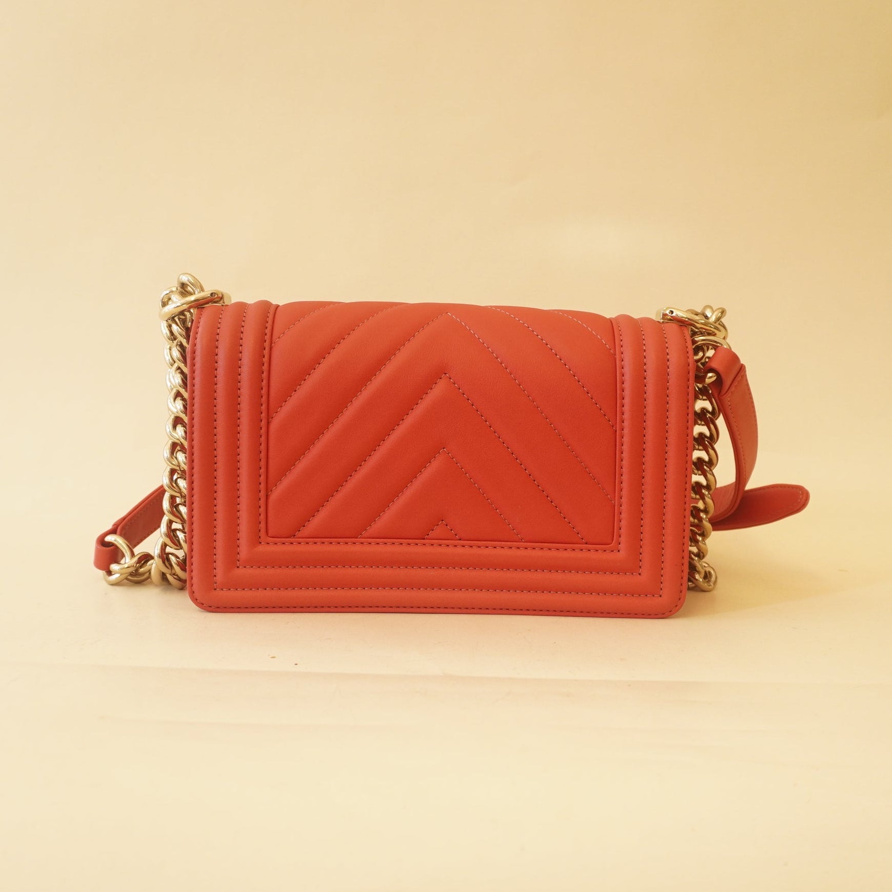PRE-OWNED CC Pink Lambskin Small Leboy Shoulder Bag