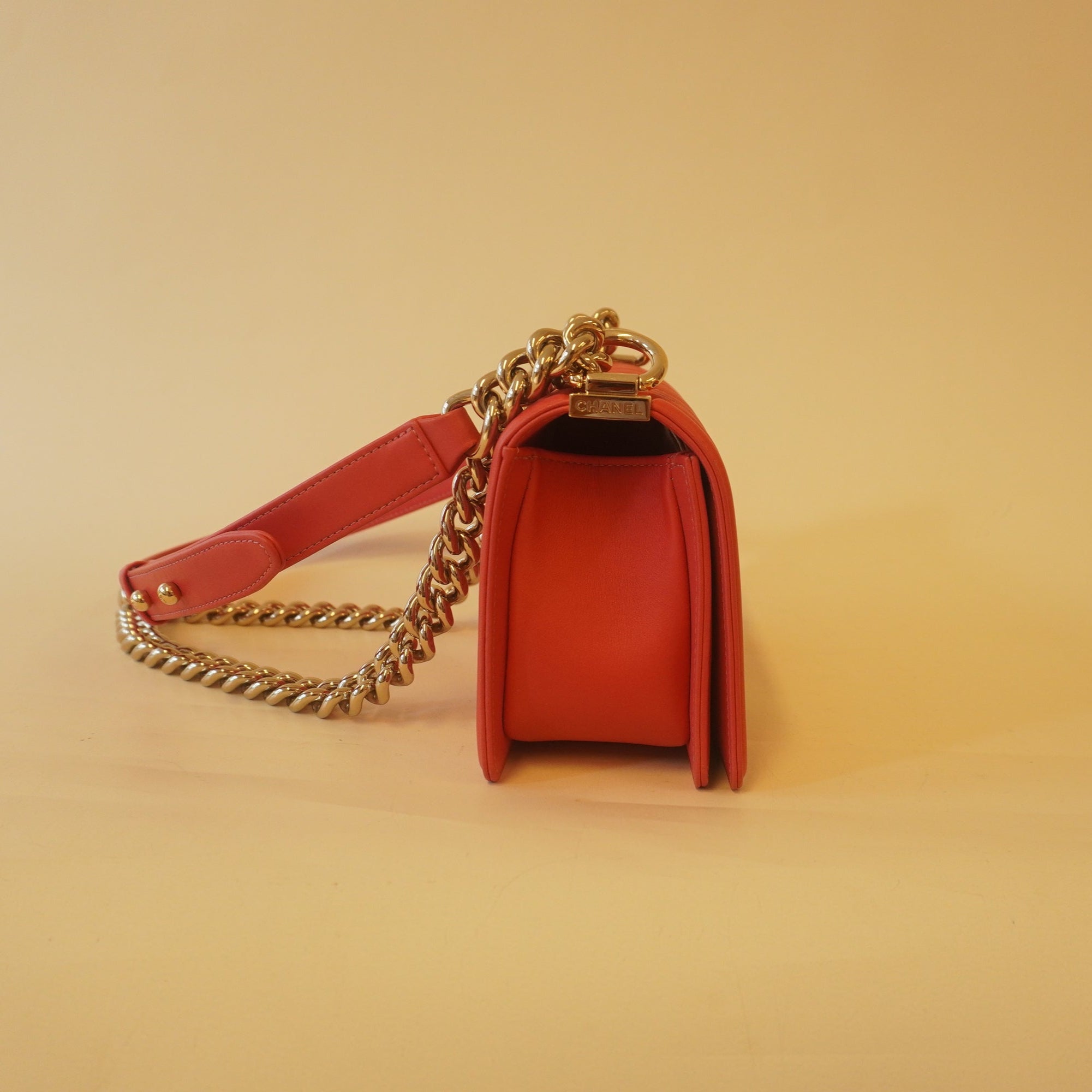 PRE-OWNED CC Pink Lambskin Small Leboy Shoulder Bag