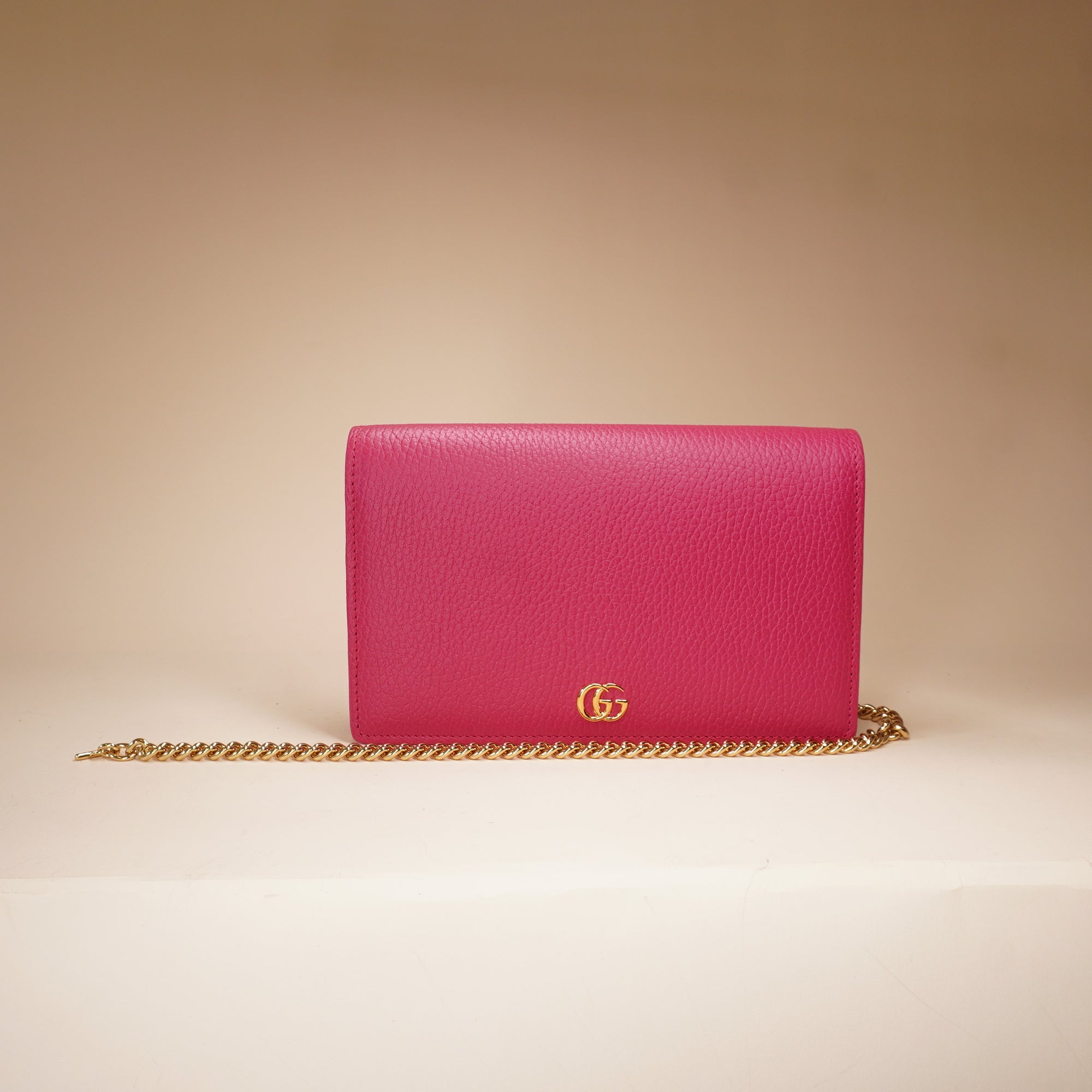 PRE-OWNED GG Leather Marmont Wallet On Chain Bag