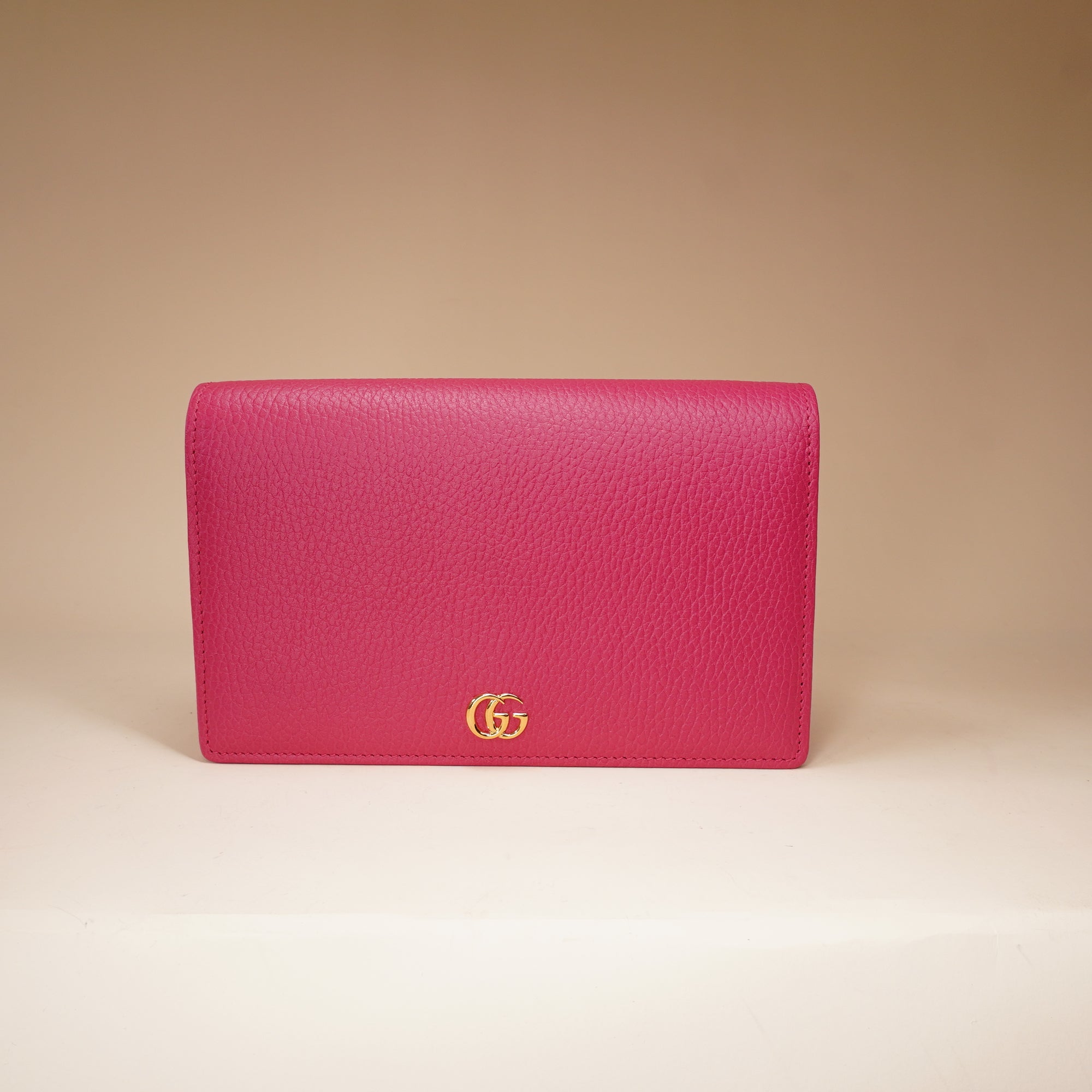 PRE-OWNED GG Leather Marmont Wallet On Chain Bag