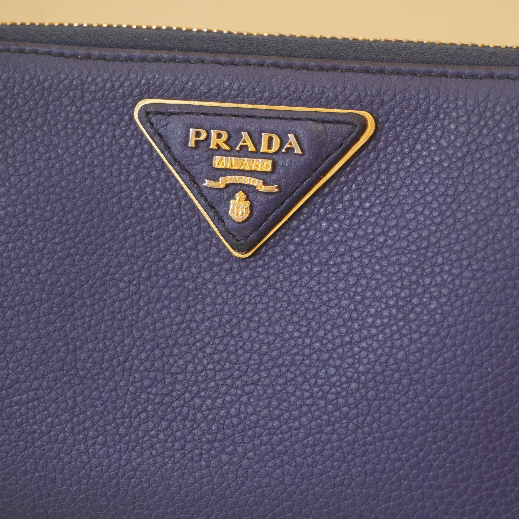 PRE-OWNED Blue Leather Zip Around Long Wallet