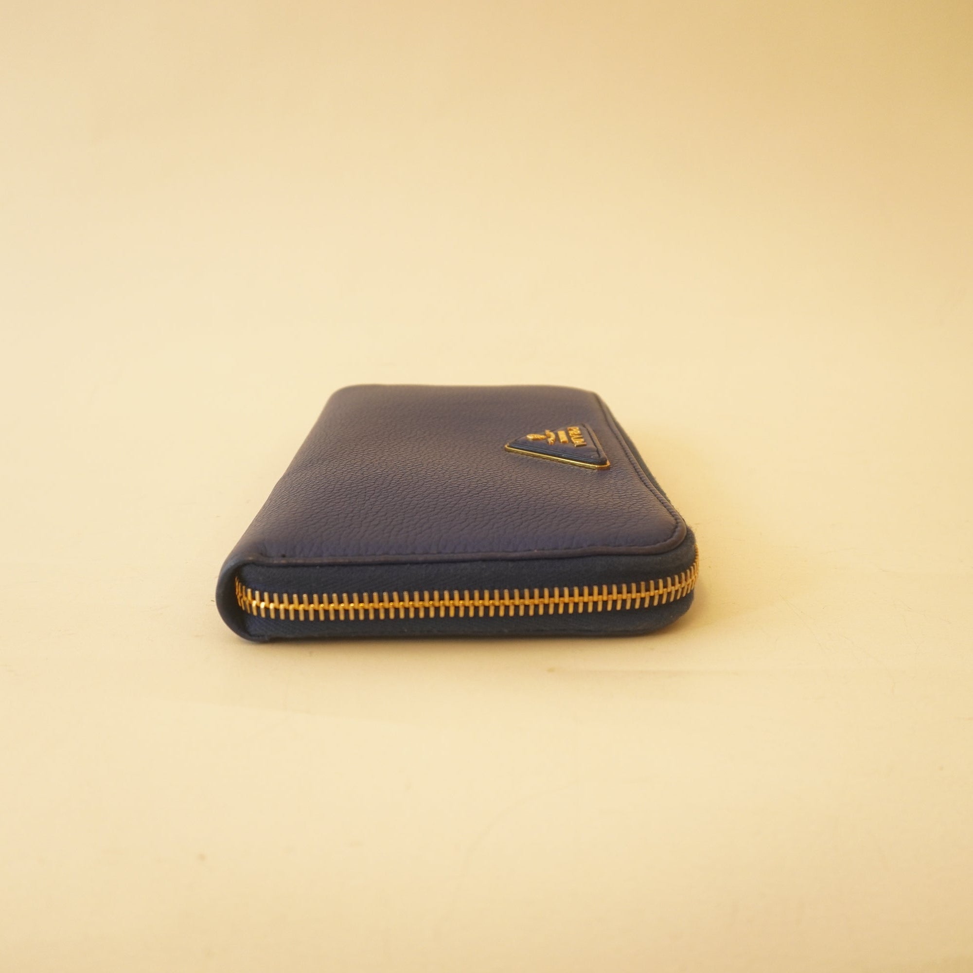 PRE-OWNED Blue Leather Zip Around Long Wallet
