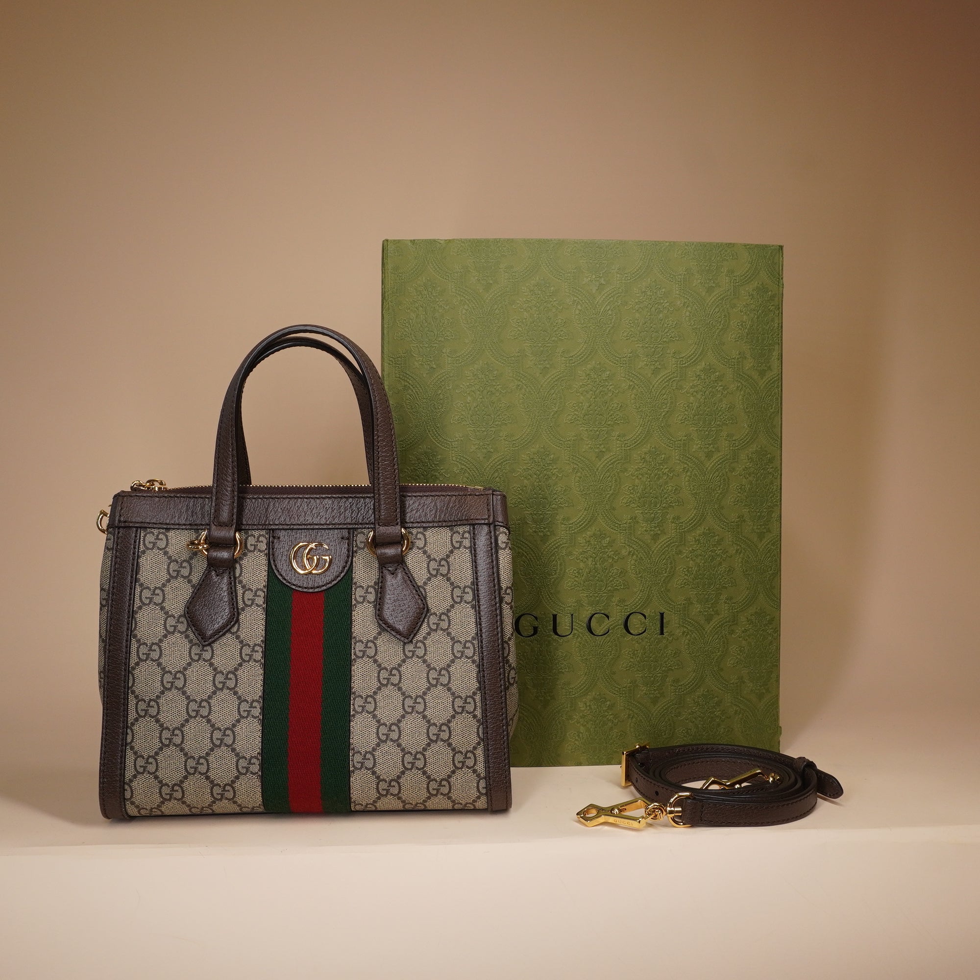 PRE-OWNED GG Ophidia Supreme Canvas Small Tote Bag