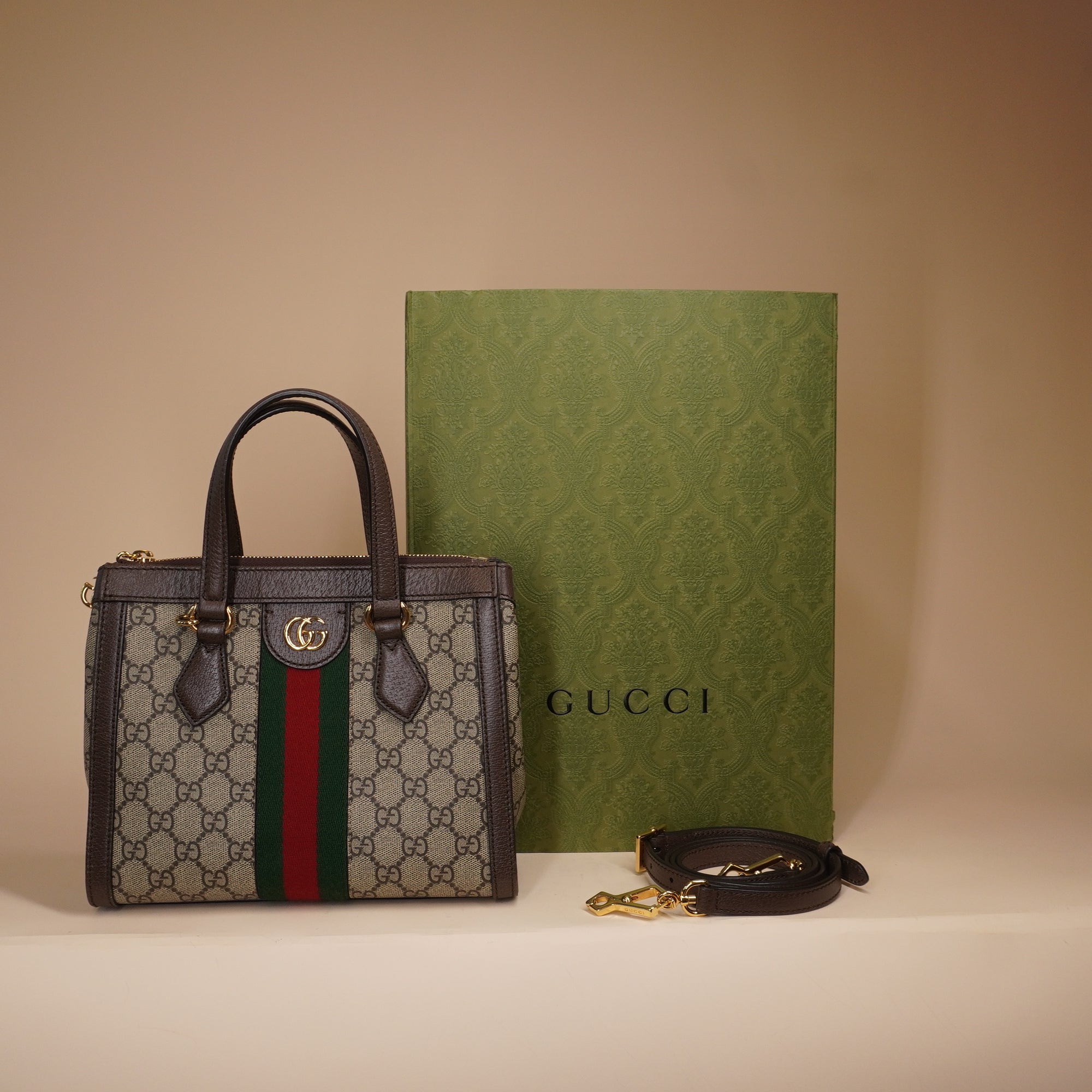 PRE-OWNED GG Ophidia Supreme Canvas Small Tote Bag