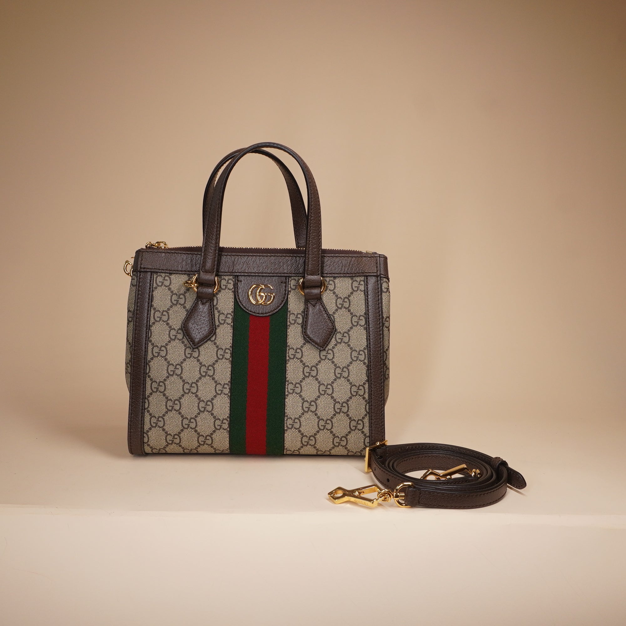 PRE-OWNED GG Ophidia Supreme Canvas Small Tote Bag
