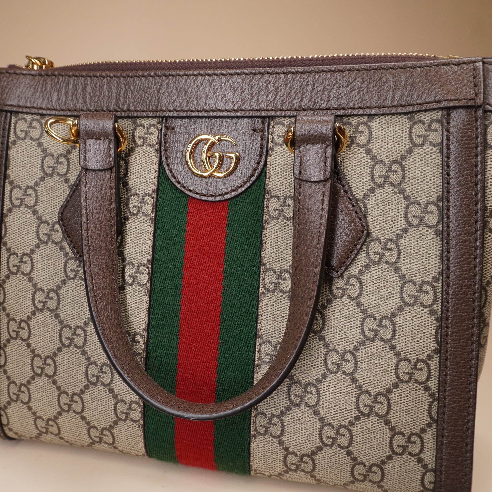 PRE-OWNED GG Ophidia Supreme Canvas Small Tote Bag