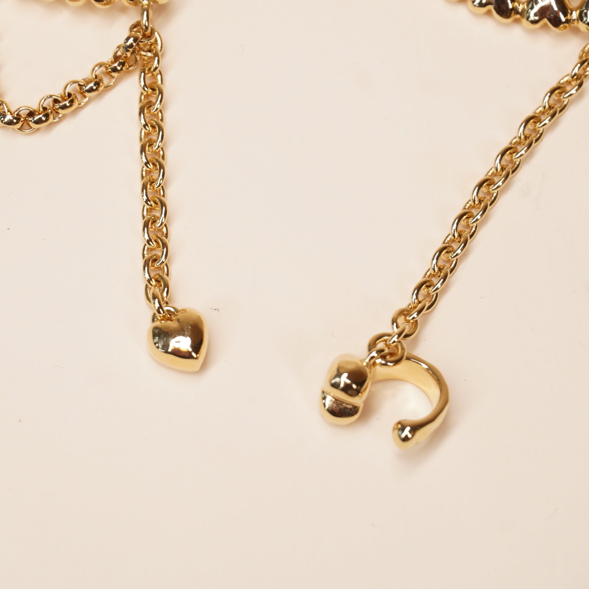 PRE-OWNED CC Rhinestone and Gold Metal Dangle Ear Cuff Earrings