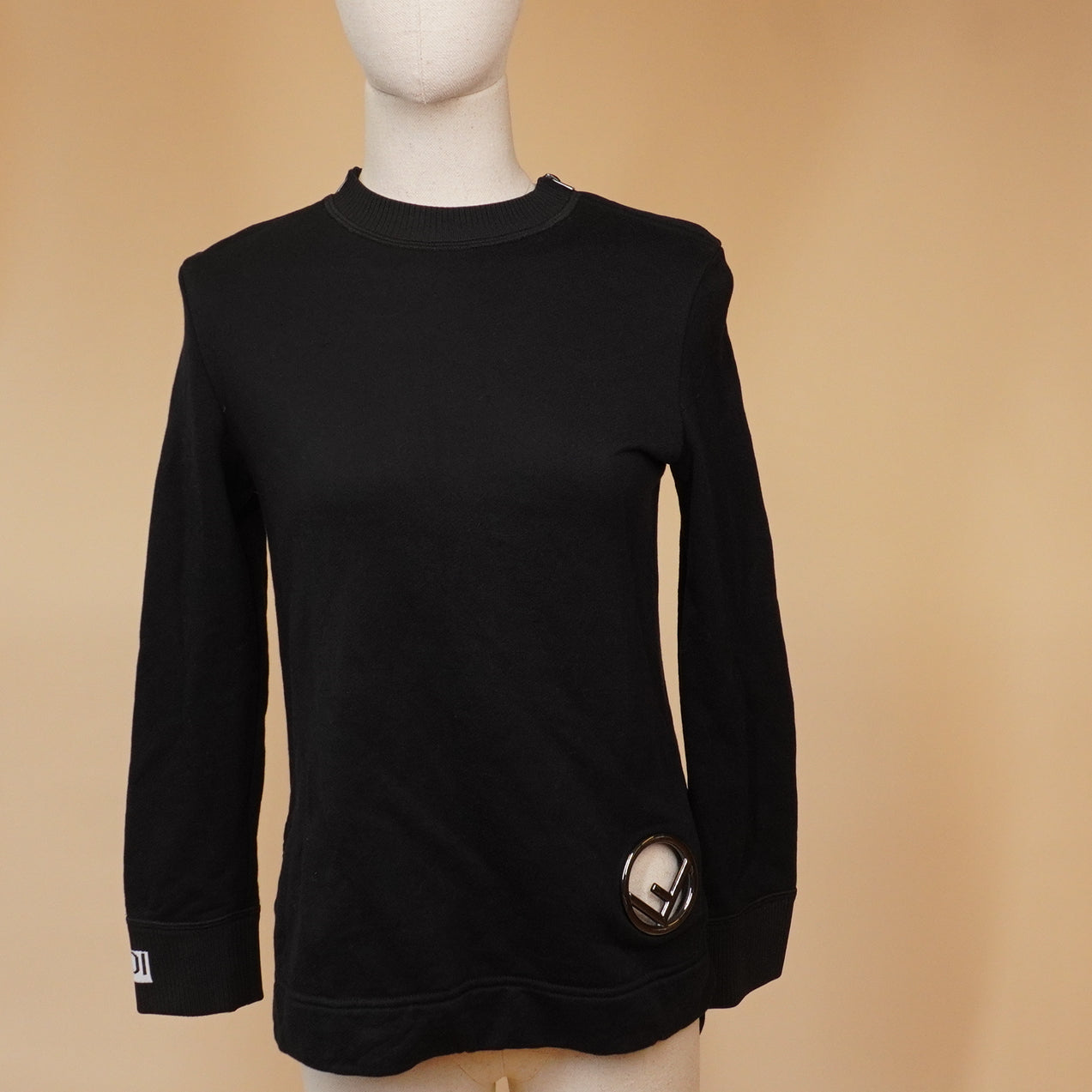 PRE-OWNED - FF Logo-Patch Crewneck Sweatshirt SIZE XS
