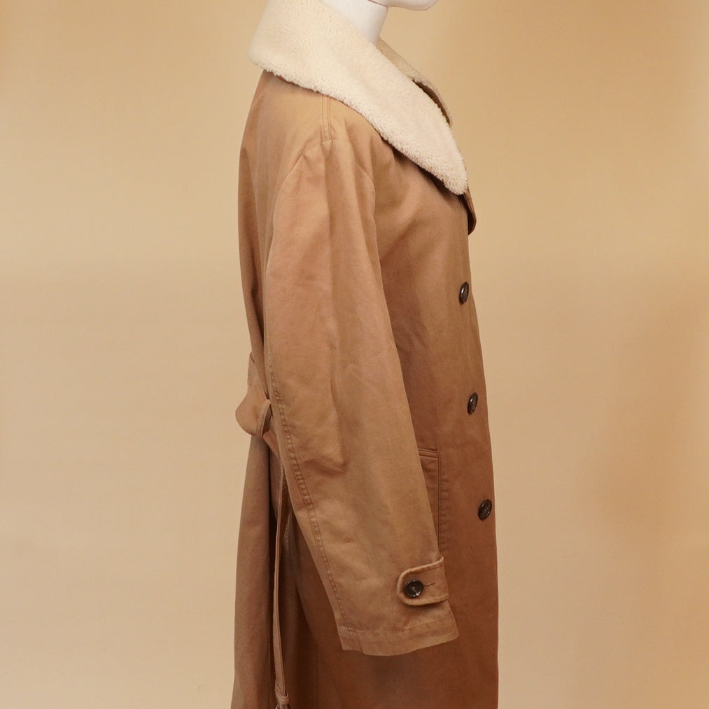 PRE-OWNED Shearling-Collar Cotton Canvas Coat SIZE L